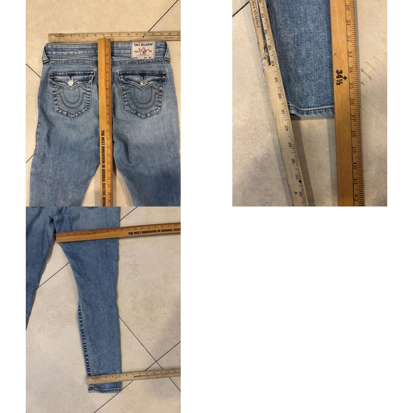 True Religion True Religion Jeans Womens 29 Blue Light Wash Distressed Skinny Denim Low Rise Slim Pockets Logo Buddha Vintage? No, not vintage. Size 29" - 8 Thumbnail