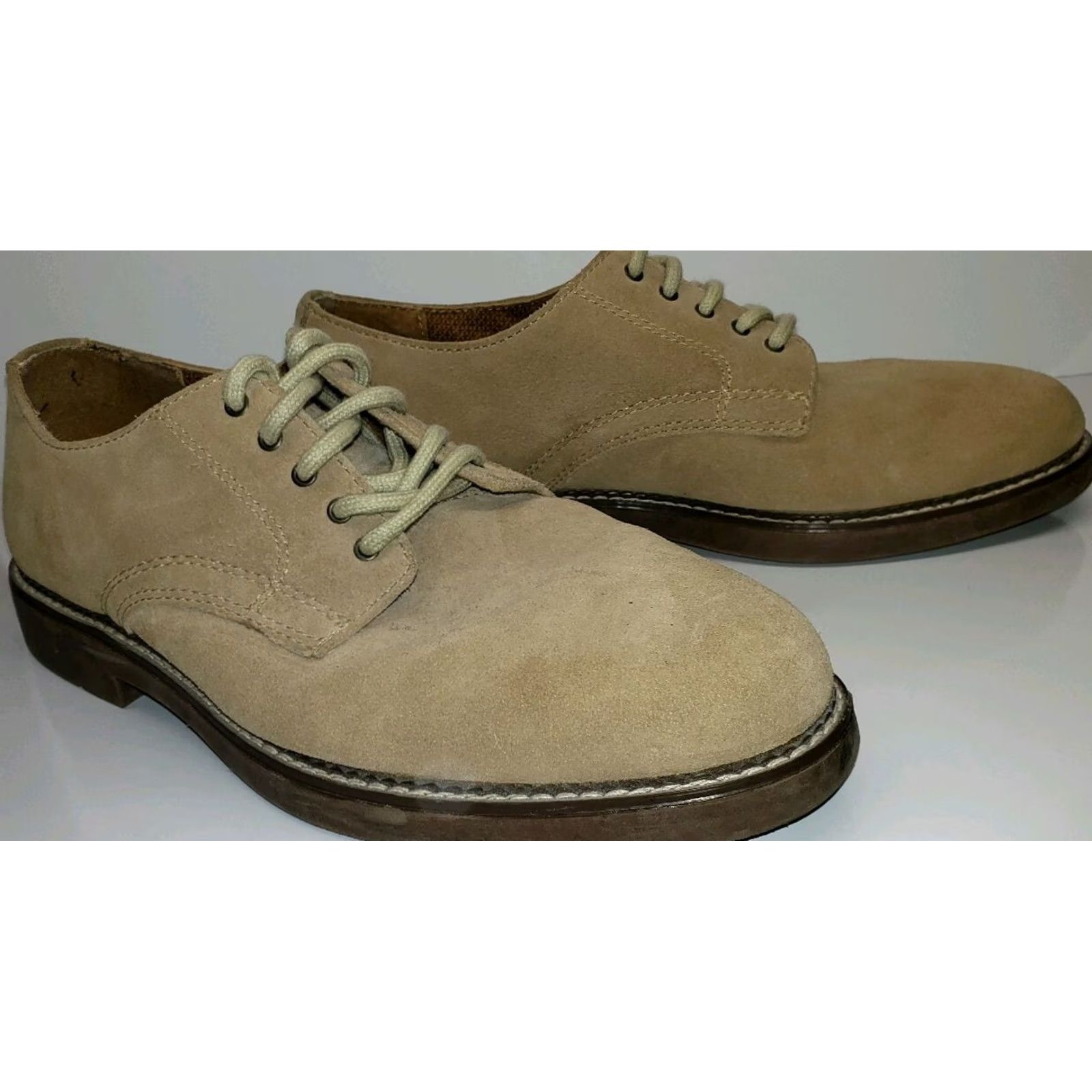 Vintage Leather Collection Men's Suede Oxford Sz. 9.5W Beige/Khaki Casual Lace-Up Shoes Size US 10 / EU 43 - 5 Thumbnail