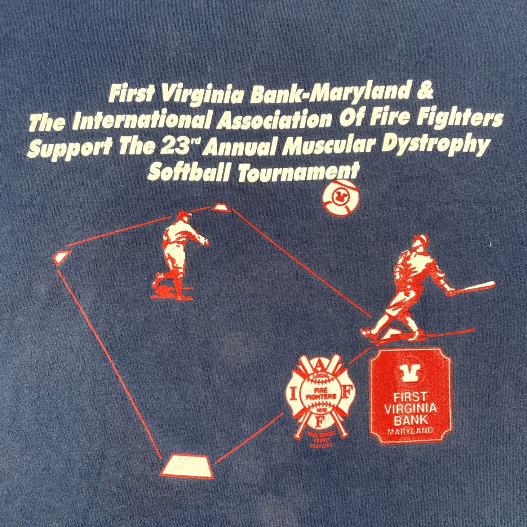 Fruit Of The Loom VINTAGE Fruit of the Loom T-Shirt Men L Blue USA Baseball Softball 90s Fire Fighters FOTL Shirts Size US L / EU 52-54 / 3 - 3 Thumbnail