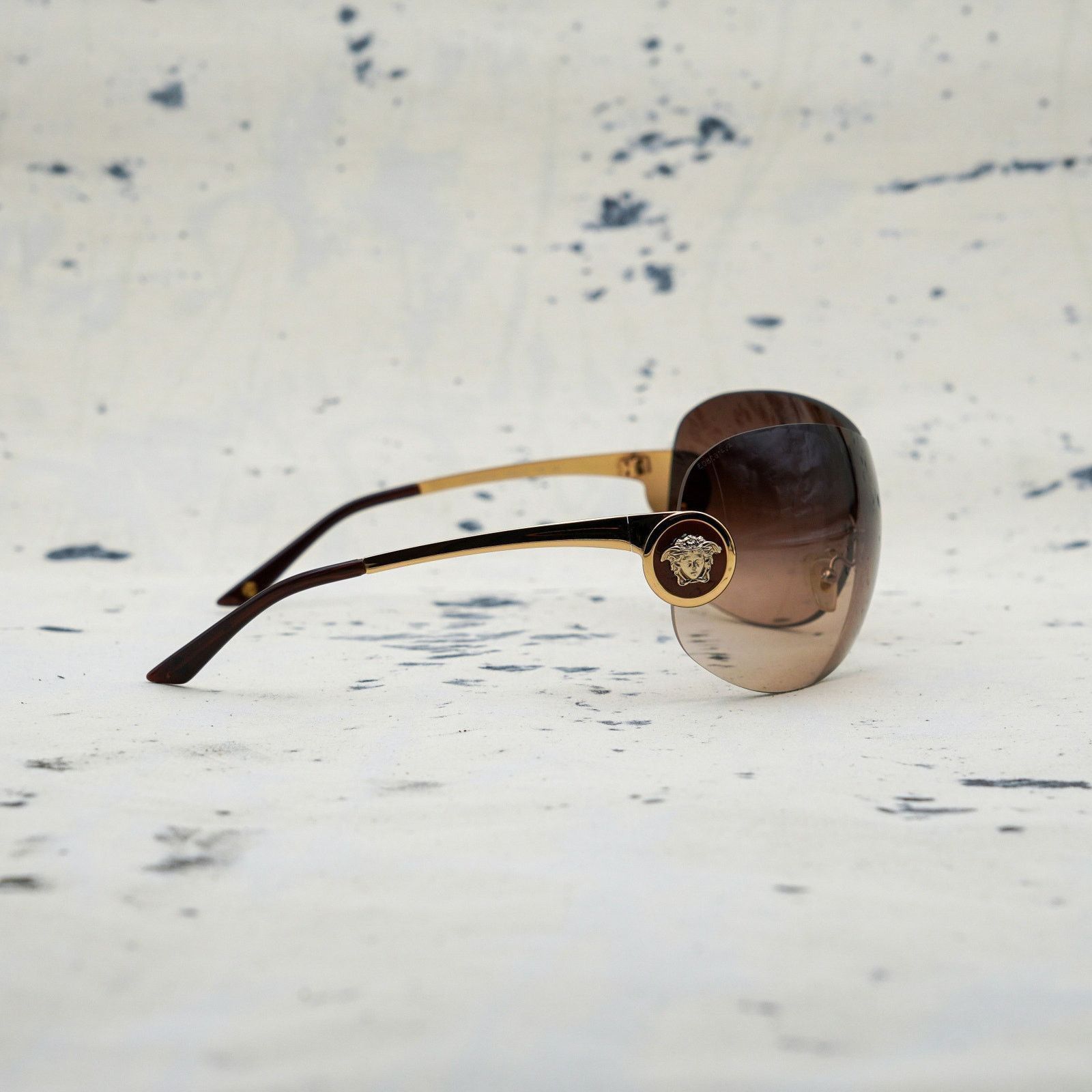 Versace Versace mod 2113 brown gradient gold medusa mask sunglasses Size ONE SIZE - 3 Thumbnail