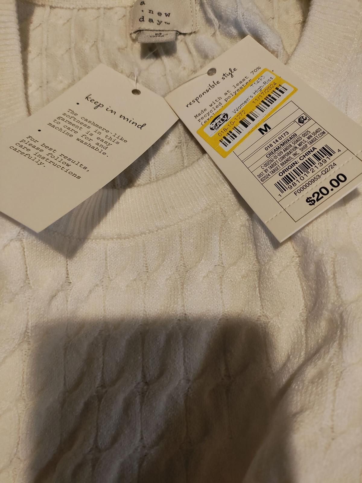 Other A New Day Women's Cream Textured Crew Neck Sweater Size M / US 6-8 / IT 42-44 - 7 Thumbnail