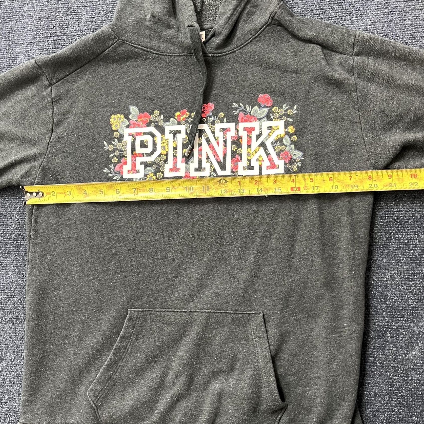 Pinko PINK Victoria's Secret Hoodie Womens Small Gray Floral Logo Pullover Fleece Size S / US 4 / IT 40 - 6 Thumbnail