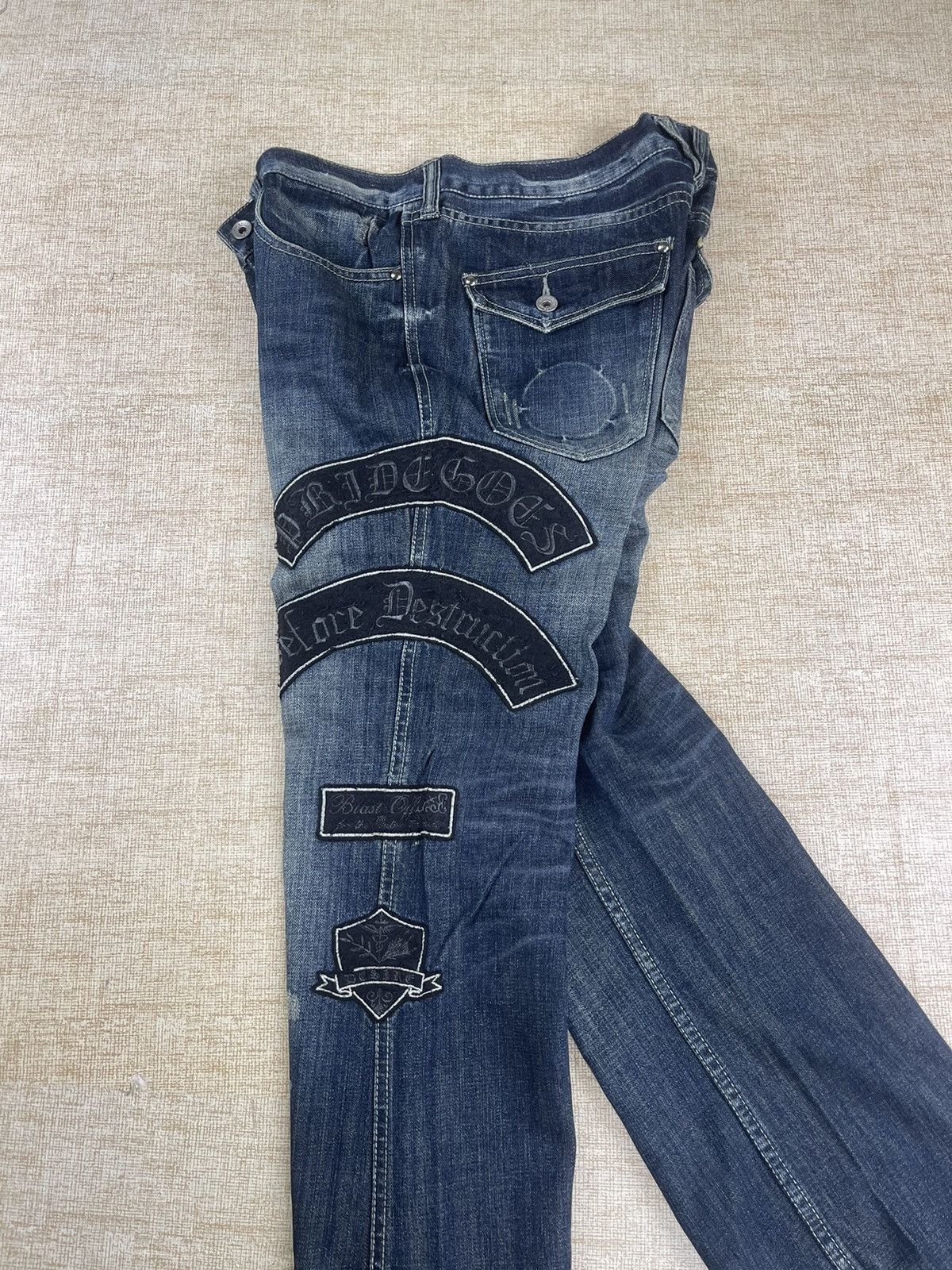semanticdesign VINTAGE SEMANTIC DESIGN Punk Style Flared Patch Denim Pants Size US 34 / EU 50 - 3 Thumbnail