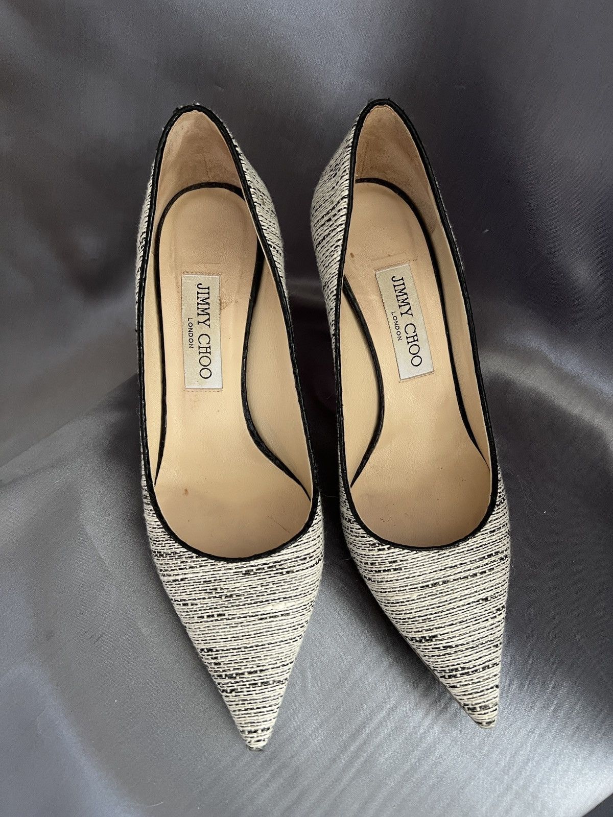 Jimmy Choo Jimmy choo leather and canva heels Size US 8 / IT 38 - 2 Thumbnail