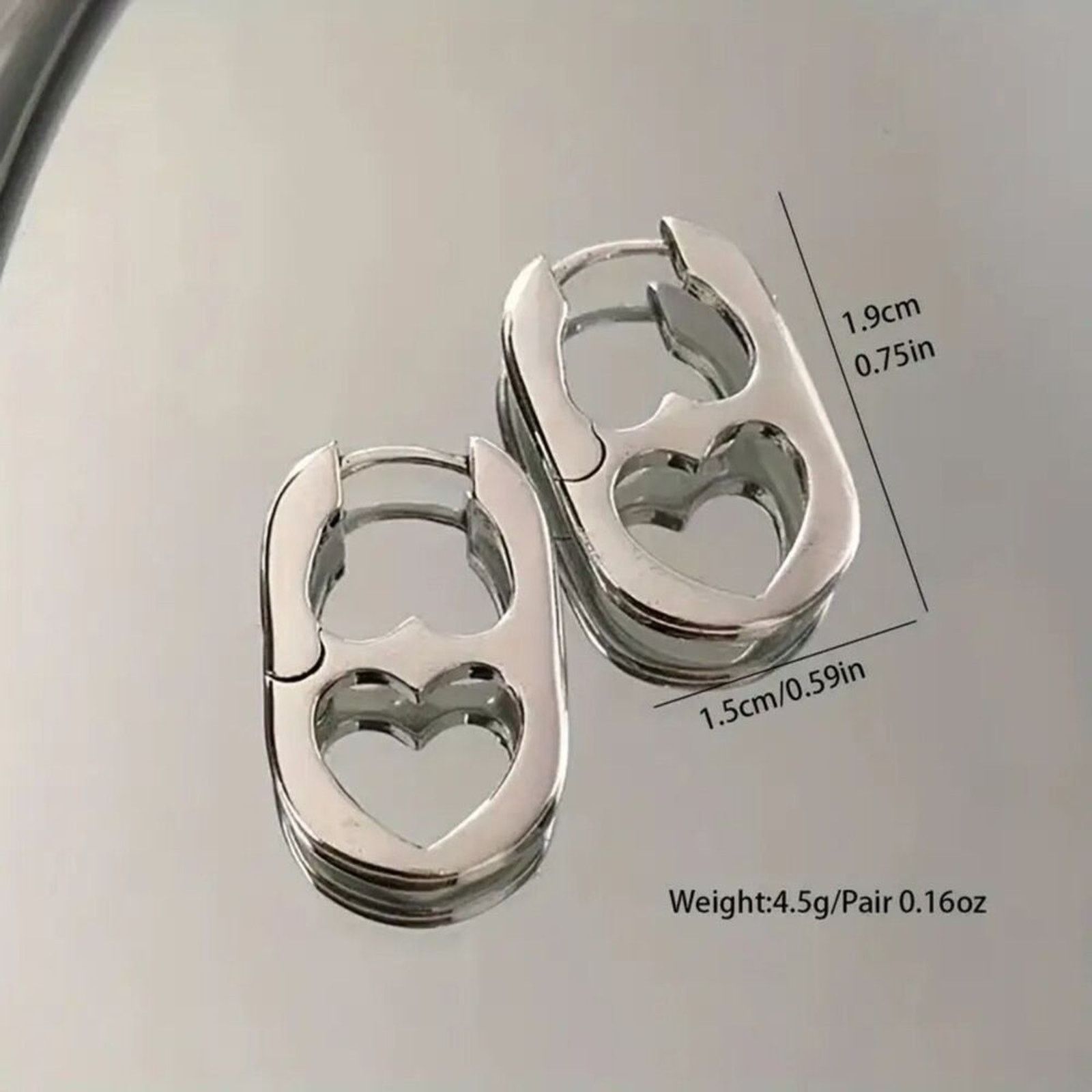 Other Punk Rave Cute Y2K Silver tone Heart Pull Tab Earrings Size ONE SIZE - 3 Thumbnail
