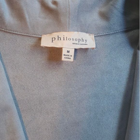 Other PHILOSOPHY Gray Faux Leather Suede Open Front Blazer Jacket Size M / US 6-8 / IT 42-44 - 3 Thumbnail