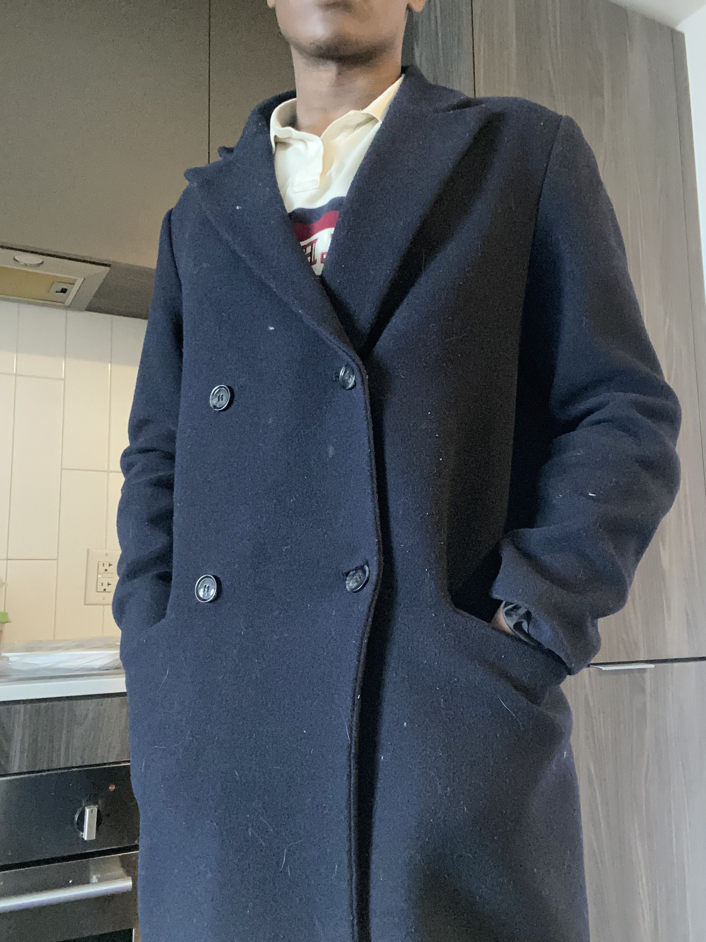 H&M H&M Dark Blue Double Breasted Coat Size US L / EU 52-54 / 3 - 5 Thumbnail
