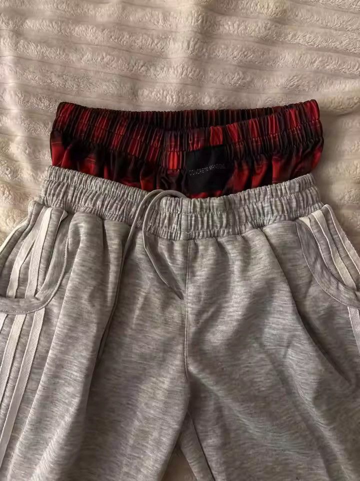 Japanese Brand Double-Waist Plaid Sweatpants Wide Leg Baggy - NEW Size US 32 / EU 48 - 3 Thumbnail