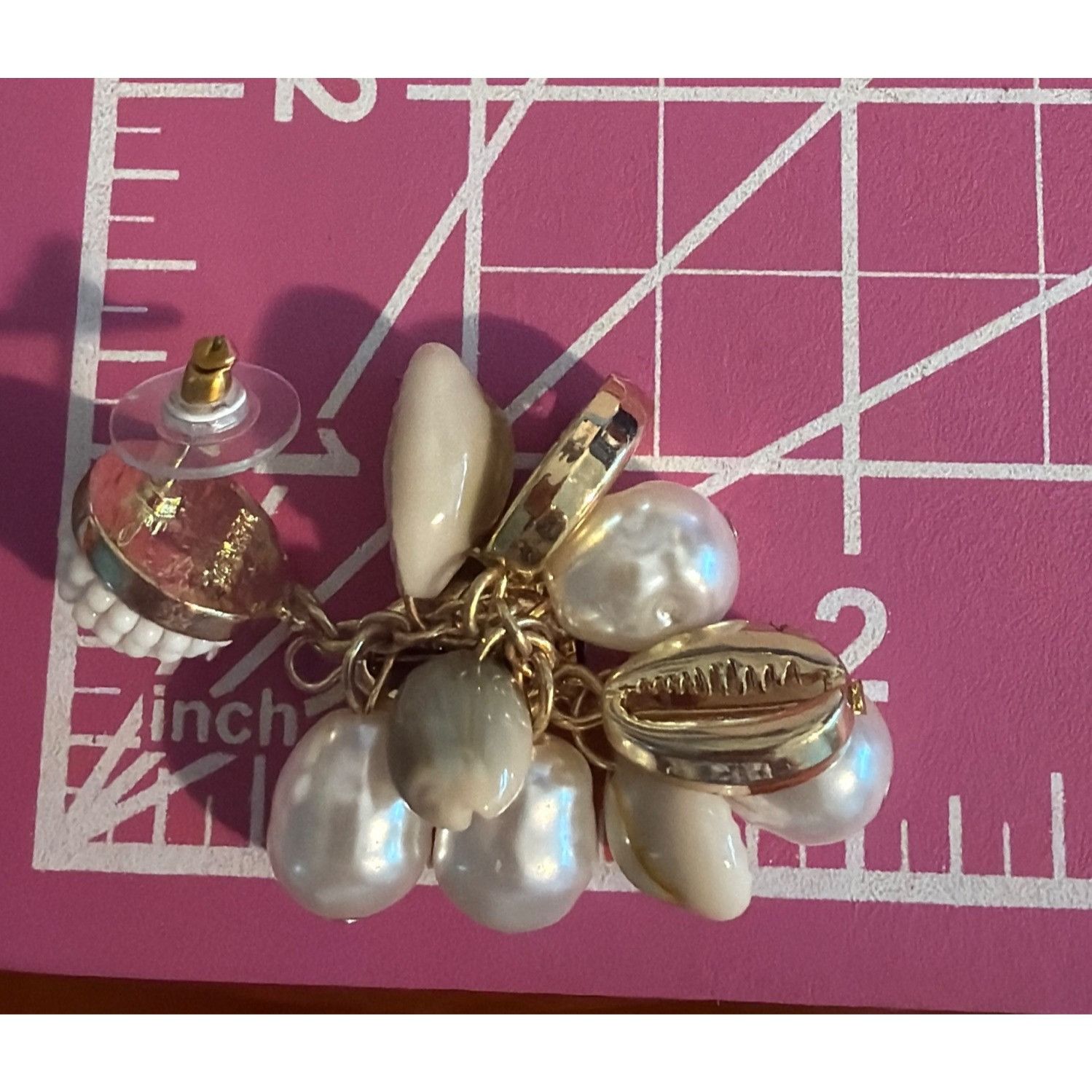 Other Sugarfix Gold Tone Cluster Dangle Earrings Faux Pearls Cowri Size ONE SIZE - 3 Thumbnail