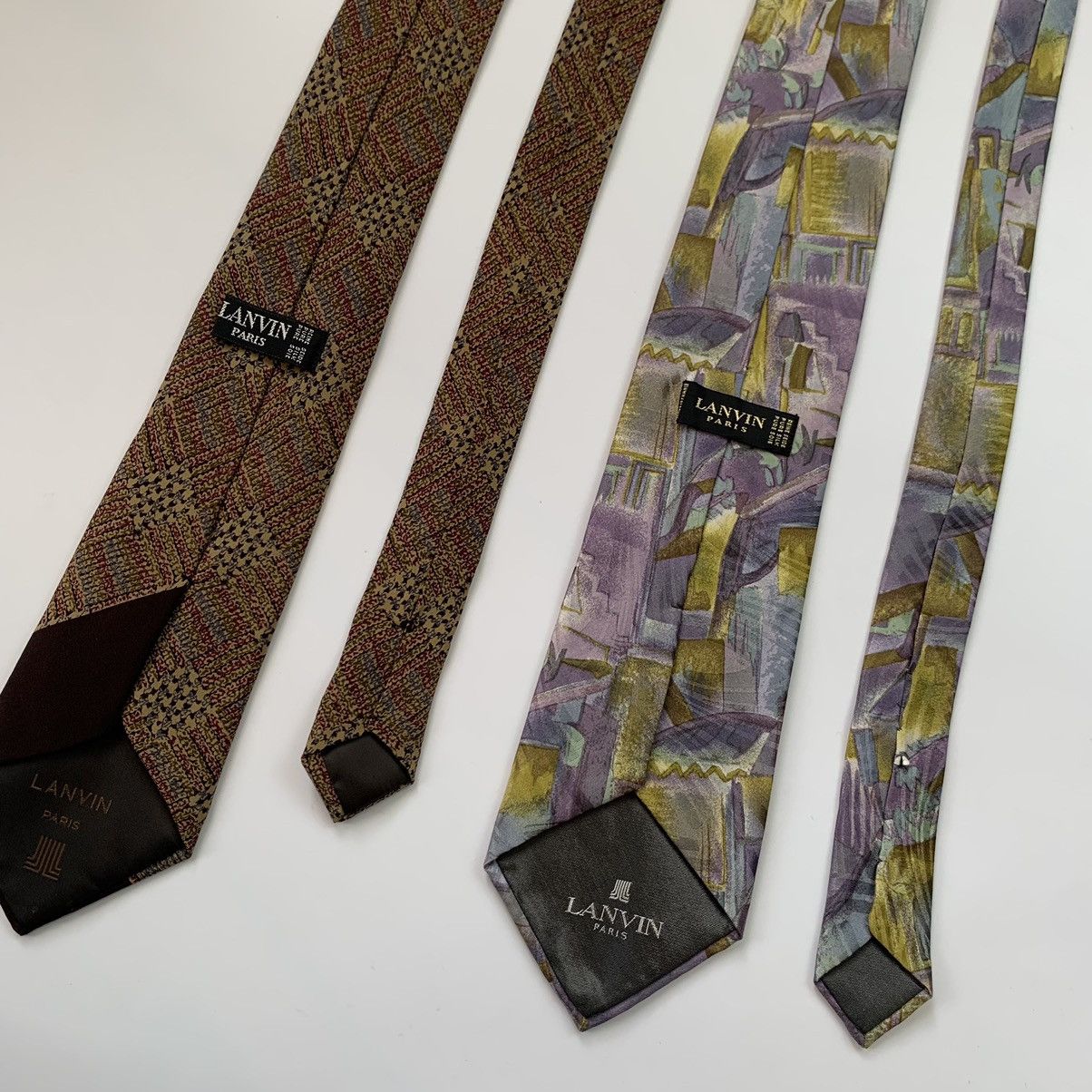 Vintage Two Lanvin Paris Silk Ties Vintage Luxury Made in France Size ONE SIZE - 2 Thumbnail