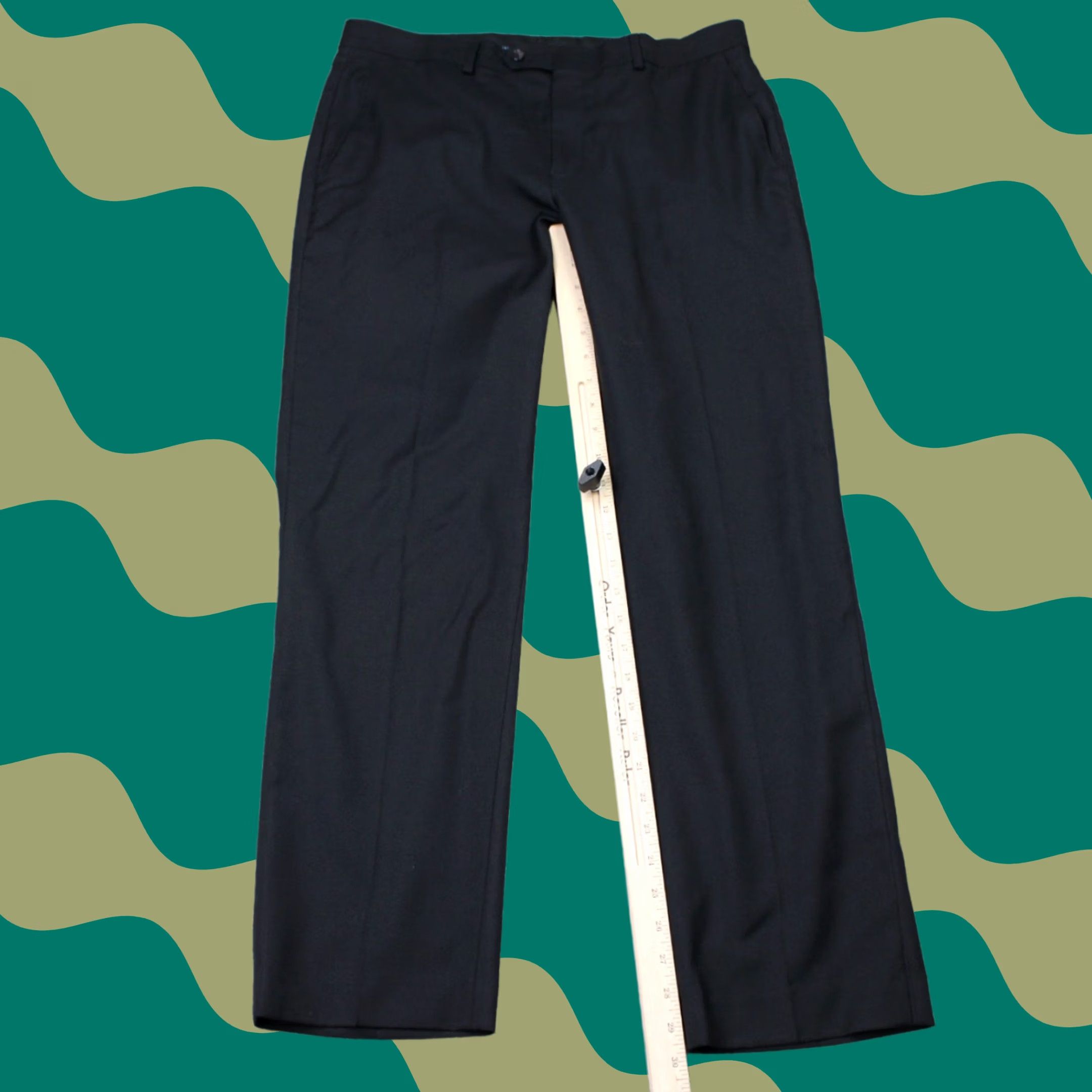 Ralph Lauren LAUREN Ralph Lauren Pants Mens 44x28 Black Flat Front Wool/Poly Stretch Dress Pants Regular Mid Rise Straight 90s Preppy Size US 44 / EU 60 - 1 Thumbnail