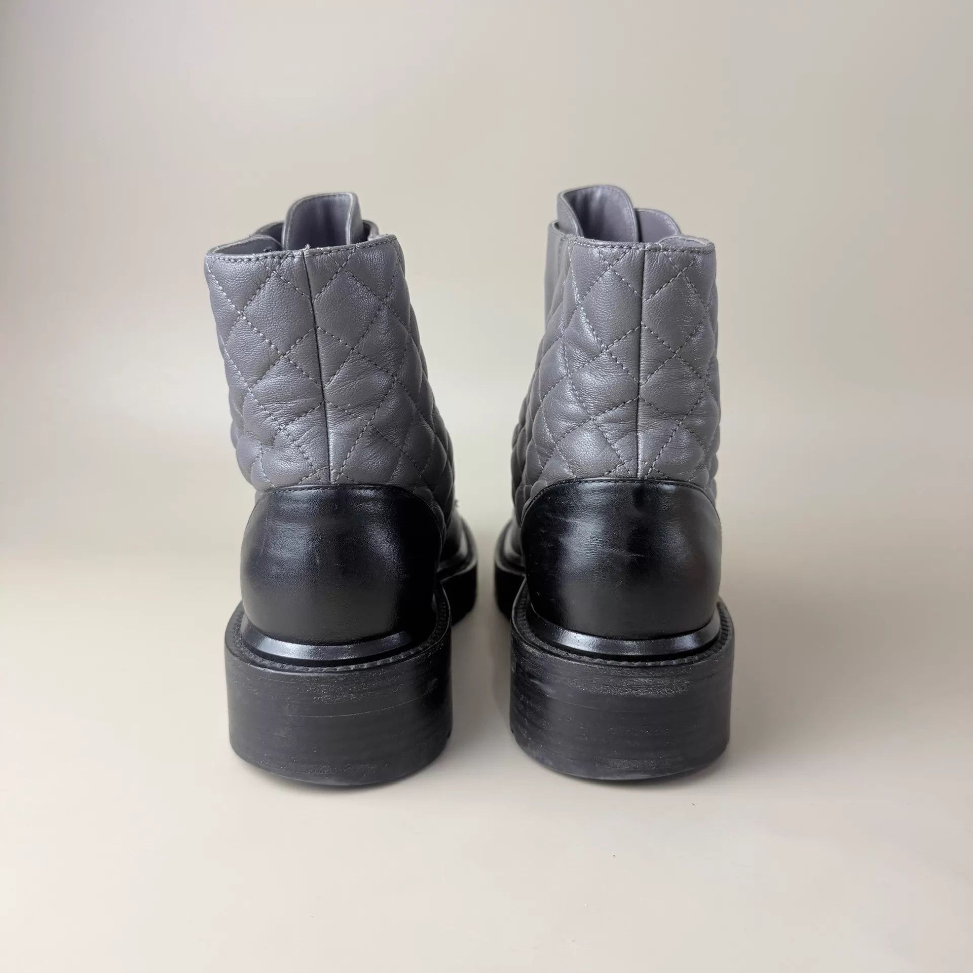 Chanel Chanel Elephant Grey Quilted Double C Short Boots Size US 5.5 / IT 35.5 - 3 Thumbnail