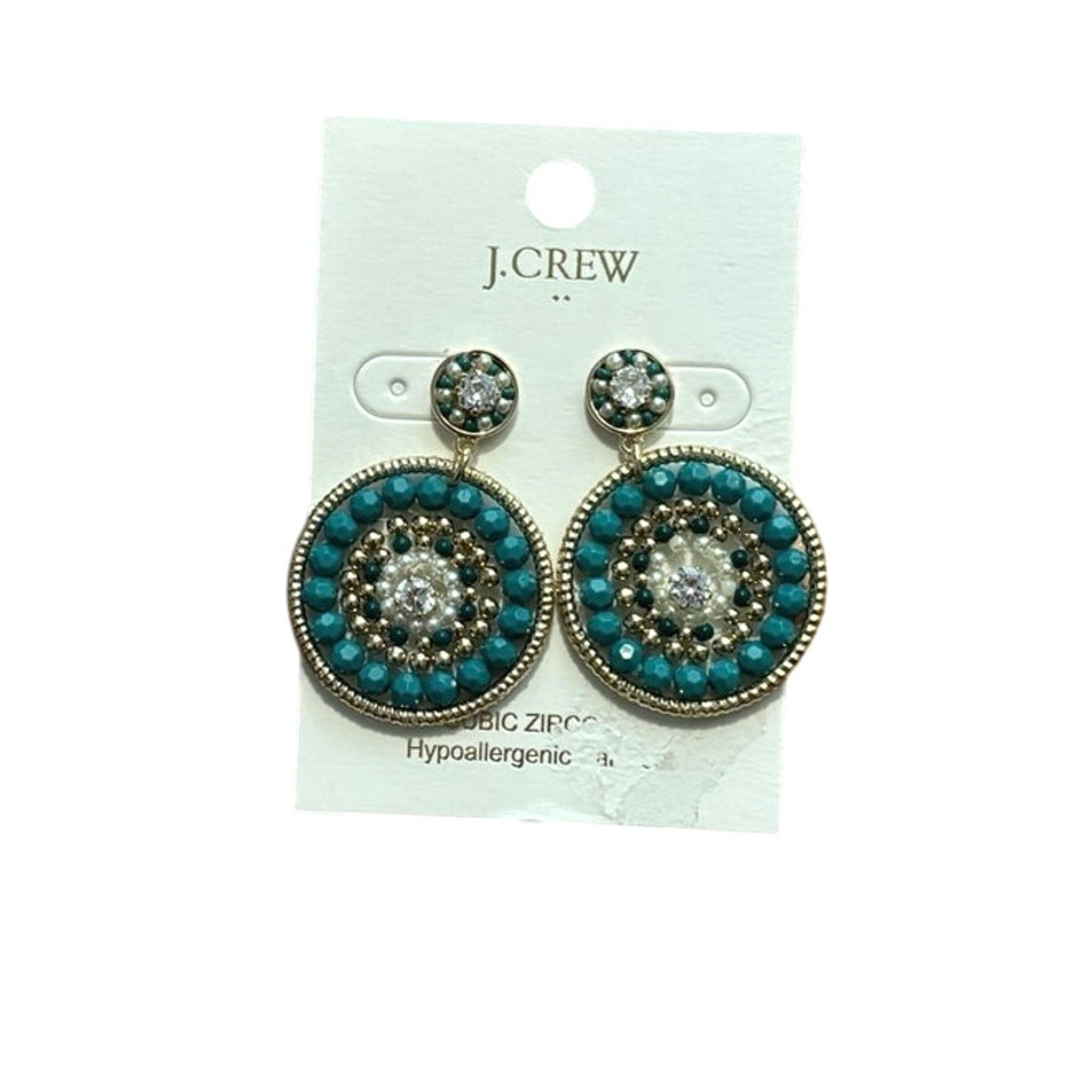 J.Crew NWT J.Crew Beaded Circle Statement Earrings In Aventurine Size ONE SIZE - 2 Thumbnail