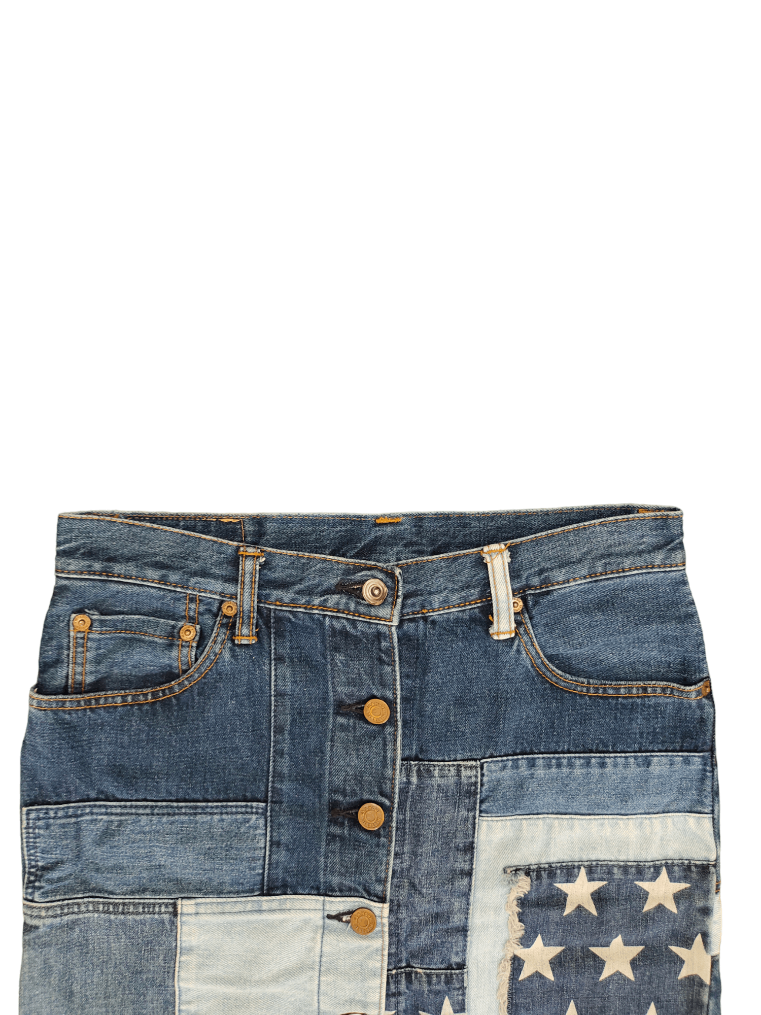 Hysteric Glamour Vintage 90s Hysteric Glamour Patchwork Denim Skirt Size 30" / US 8 / IT 44 - 2 Thumbnail