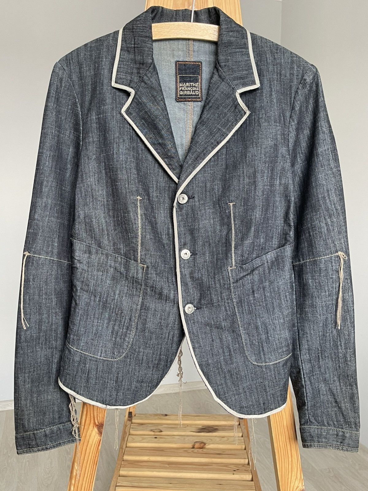 Marithe + Francois Girbaud Marithe Francois Girbaud Avant Garde Denim Blazer Jacket Size M / US 6-8 / IT 42-44 - 4 Thumbnail