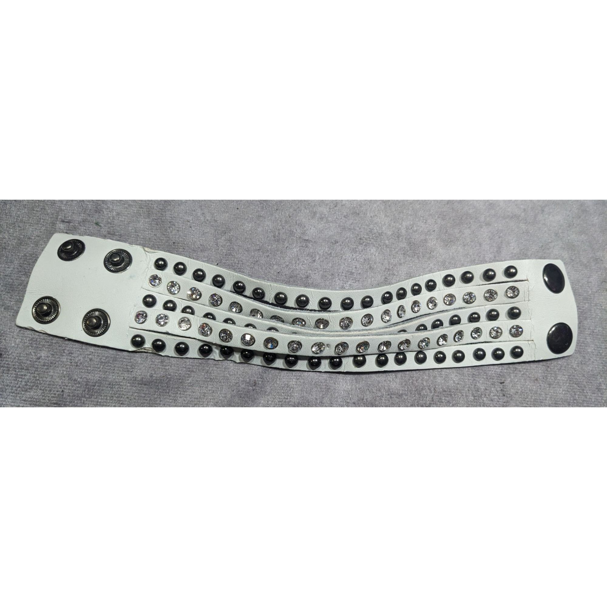 Other Alternative Glam Multilayer White Faux Leather Metal Rhinest Size ONE SIZE - 7 Thumbnail
