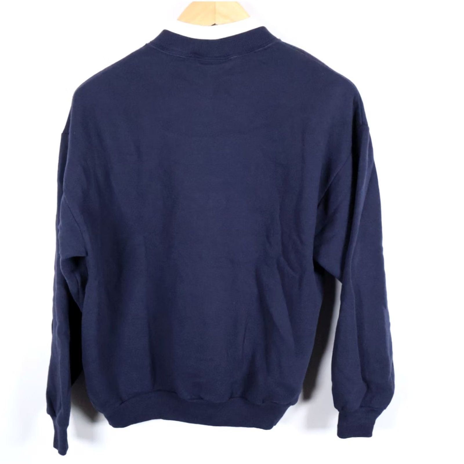 Lee VINTAGE Lee Sweatshirt 90s Holy Trinity Catholic School Embroidered Mock Neck Blue Womens Large Size L / US 10 / IT 46 - 2 Thumbnail