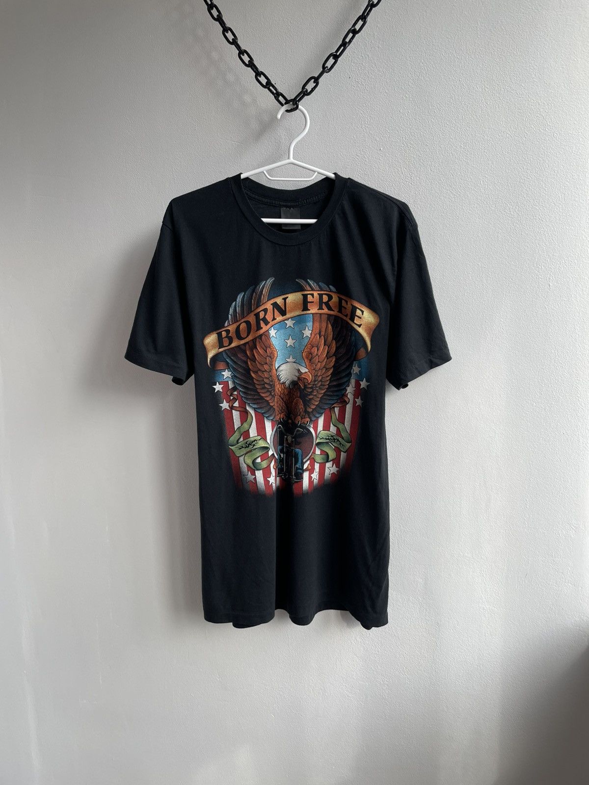 3D EMBLEM 1990 1991 90s ROCK EAGLE BORN FREE T Shirt Tee