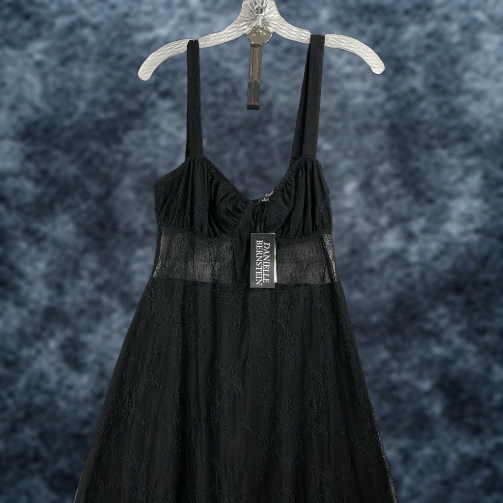 Vintage DaniellE Bernstein Lace Dress L Black Sleeveless Midi V-Neck NWT Womens Size L / US 10 / IT 46 - 1 Thumbnail