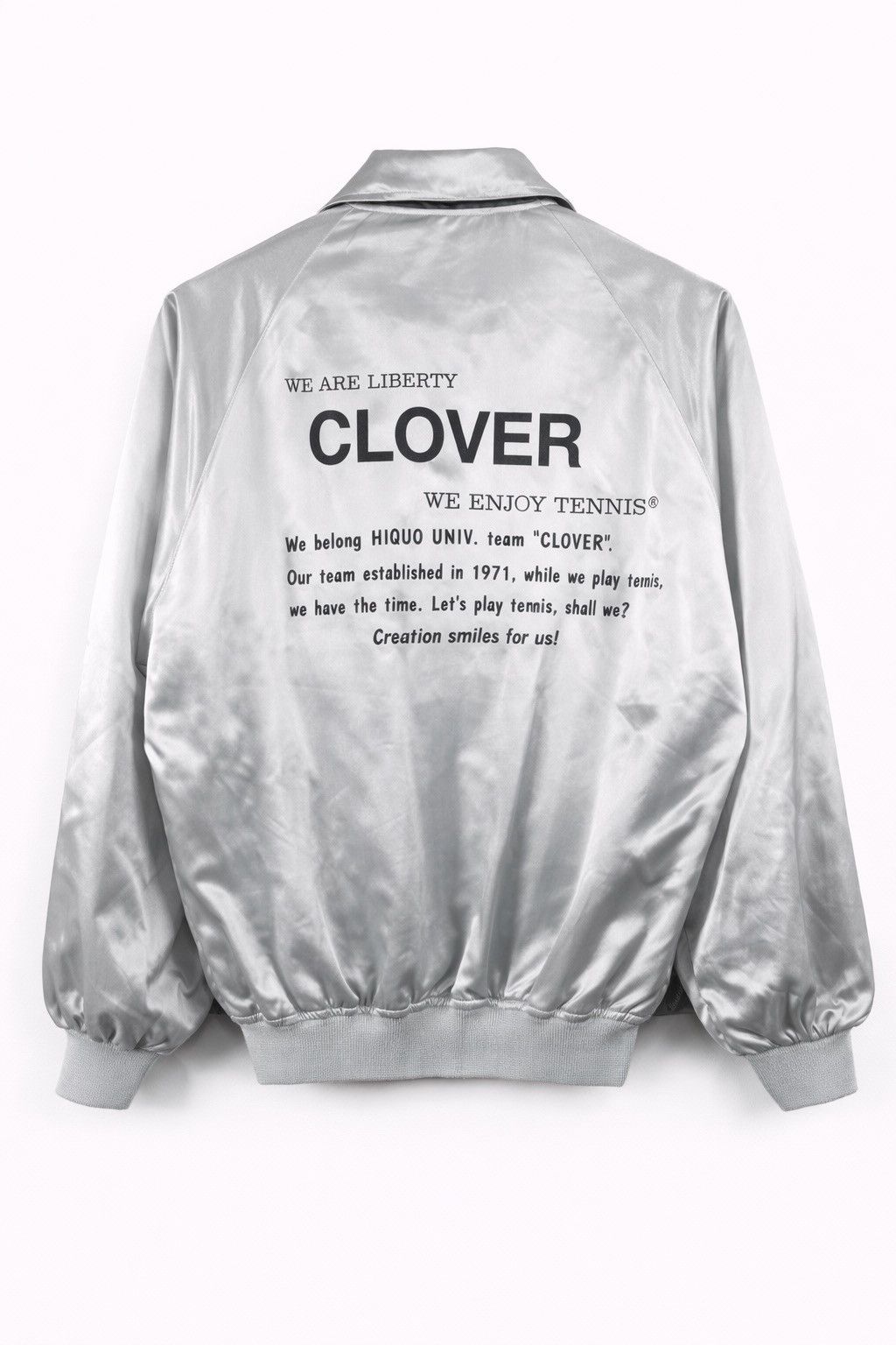 Vintage Vintage CLOVER Satin Coach Jacket Tennis Team Style Silver Size US M / EU 48-50 / 2 - 1 Thumbnail