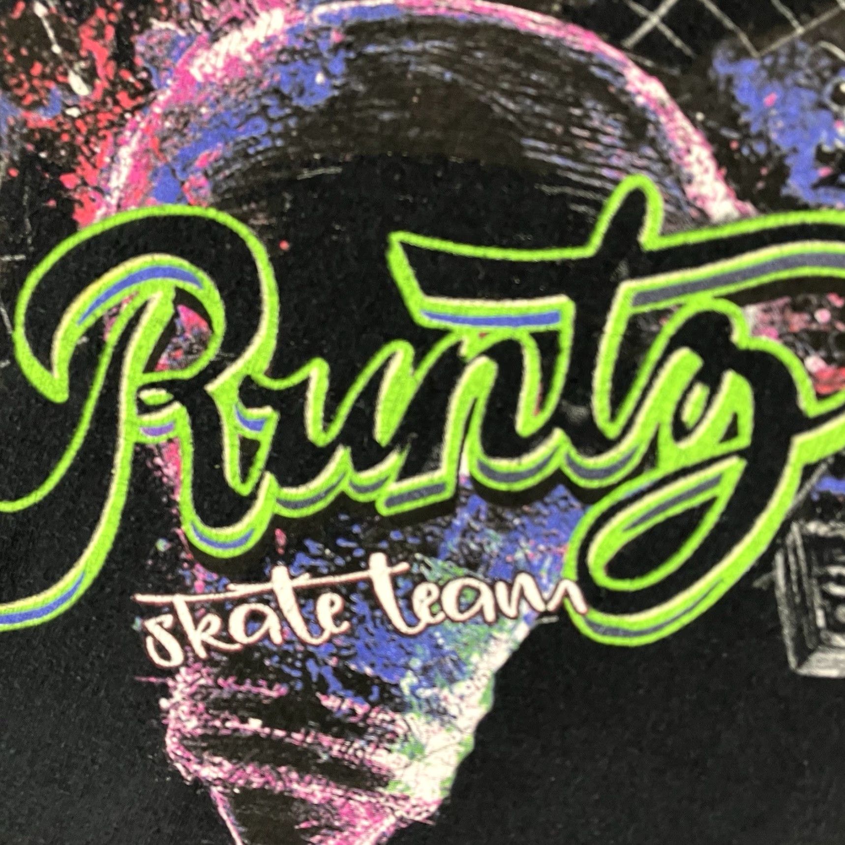 Etro Runtz Graphic T-Shirt XL Black Retro Neon Skate Team Crew Neck Mens Size US XL / EU 56 / 4 - 5 Thumbnail