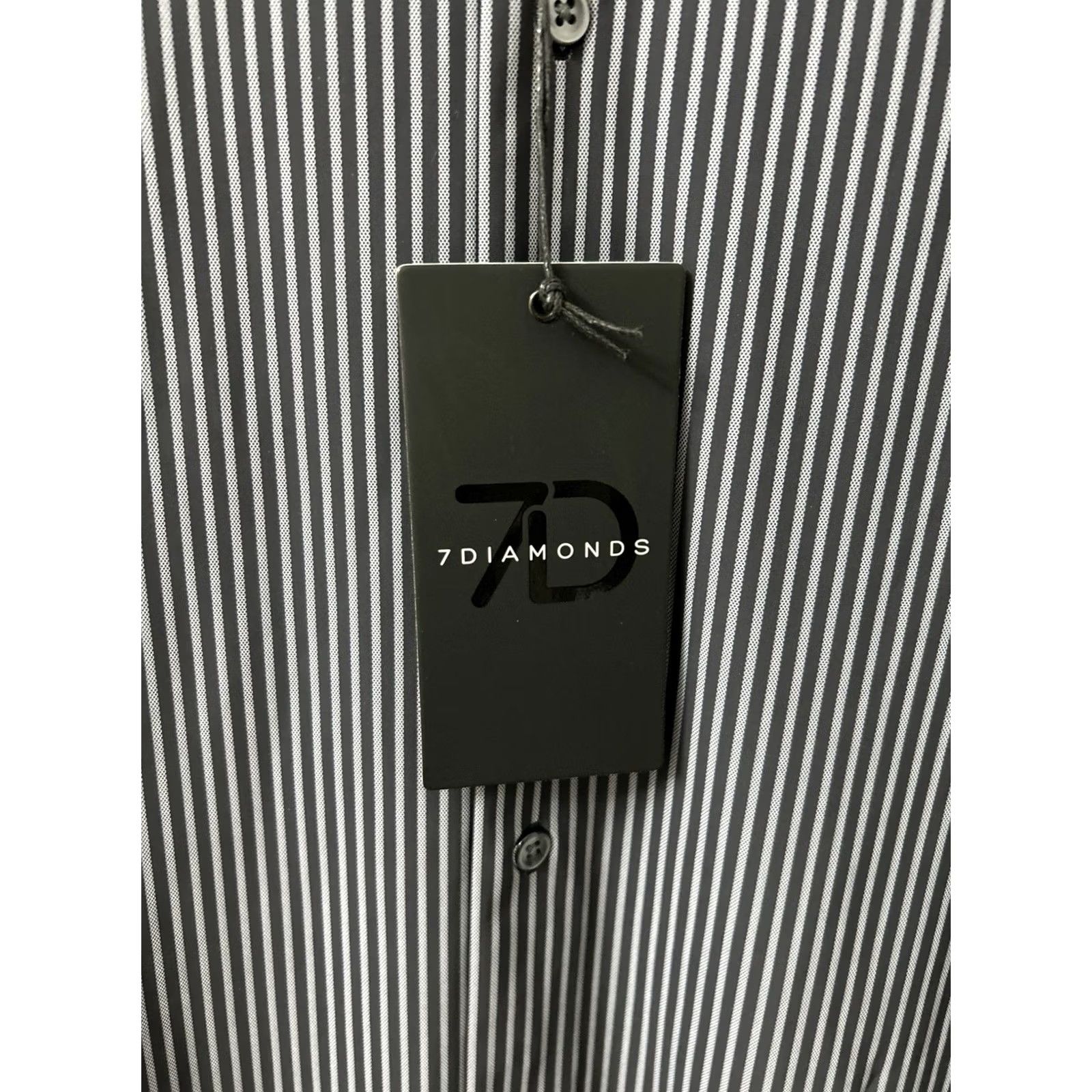 Vintage 7 Diamonds Blaine Shirt Mens XL Black Striped 4 Way Stretch L/S NWT Button-Up Casual Business Travel Size US XL / EU 56 / 4 - 5 Thumbnail