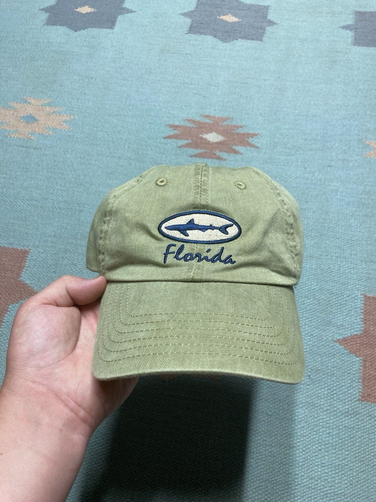 Vintage Vtg strapback hat dad florida shark fish embroidered beach Size ONE SIZE - 2 Thumbnail