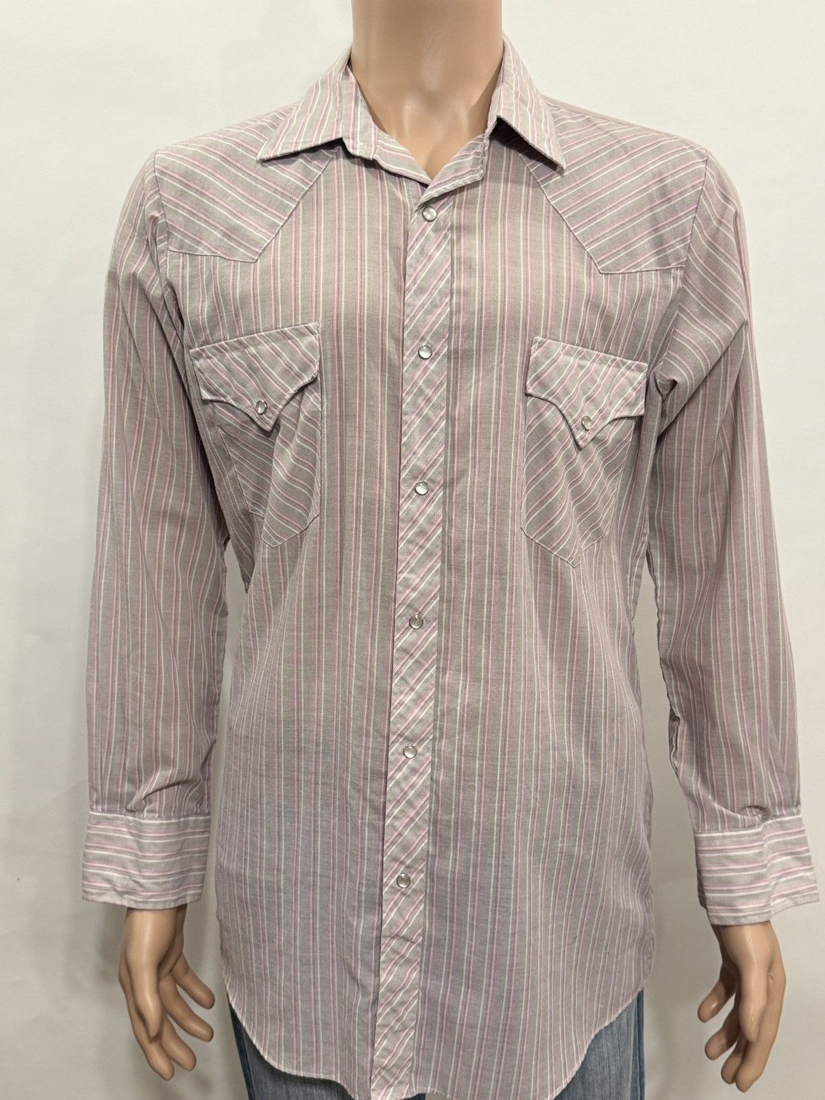 Vintage Men’s 1970’s Striped Western Snap Shirt Size US L / EU 52-54 / 3 - 4 Thumbnail