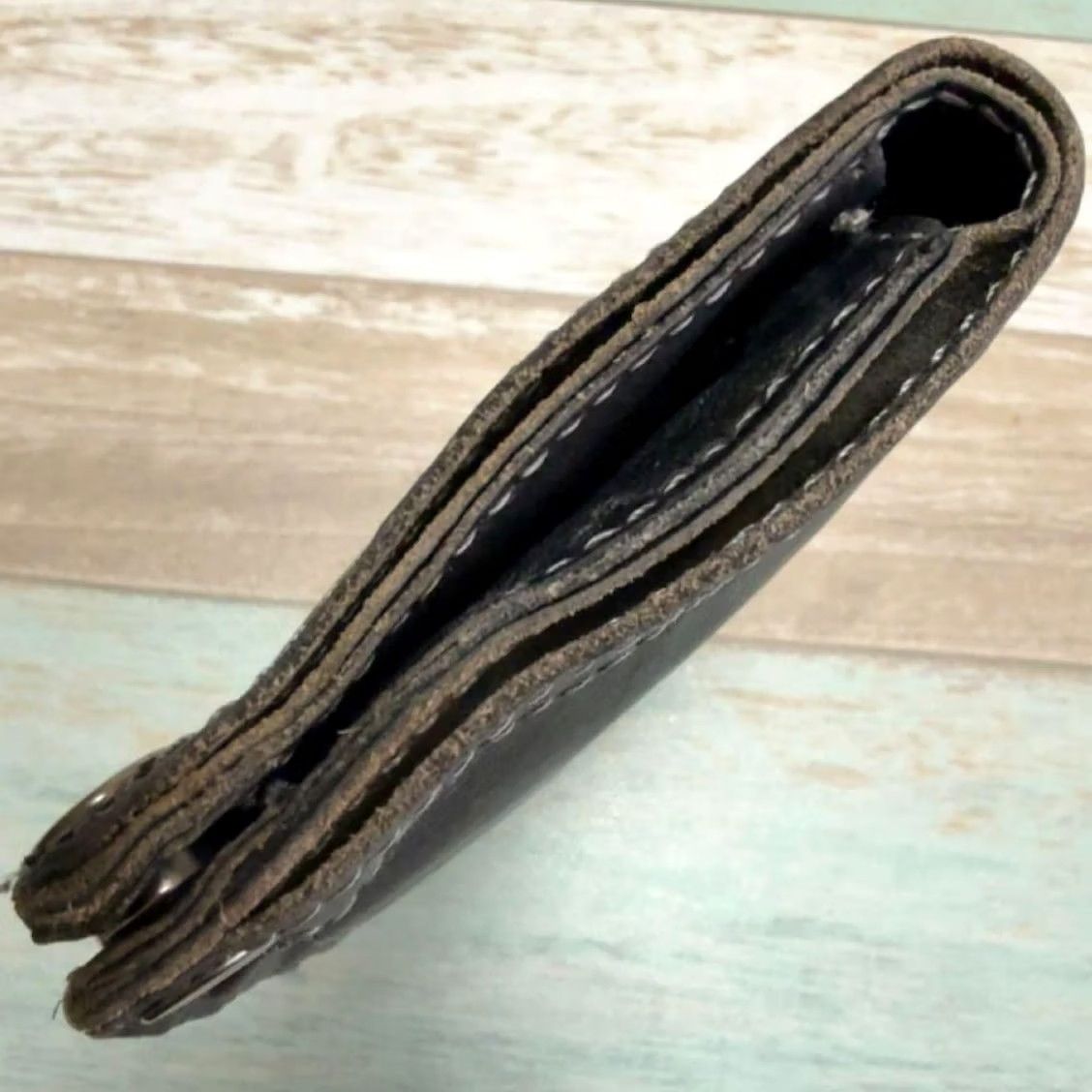 Ralph Lauren RRL RALPH LAUREN DISTRESSED LEATHER BIFOLD WALLET MEN Dark Brown Used Size ONE SIZE - 5 Thumbnail