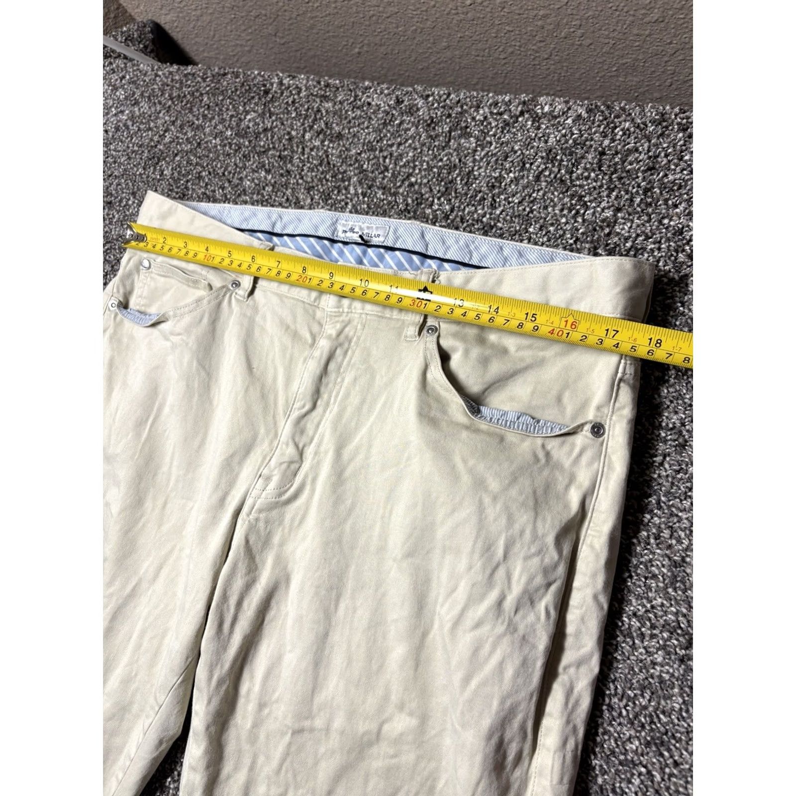 Peter Millar Peter Millar Ultimate Sateen Pants Mens 35x32 Beige 5-Pocket Golf ME0B39 Size US 35 - 5 Thumbnail