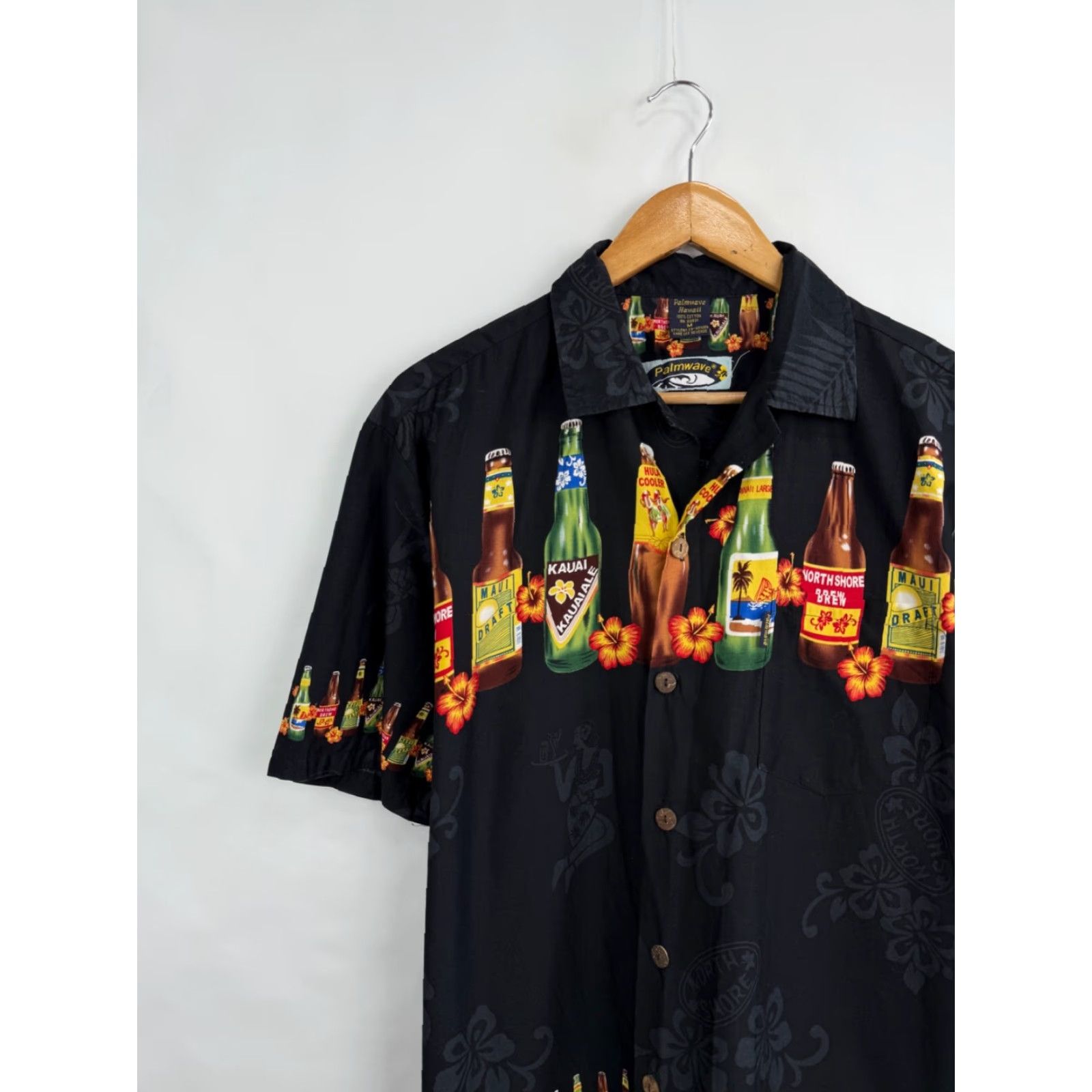 Vintage VINTAGE Palmwave Beer shirt 90s T-Shirt Mens M/L Black 58 cm 77 cm Super Rare Pulsed Vintage Palwave 90s Theme Handcrafted Buttons Size US L / EU 52-54 / 3 - 3 Thumbnail