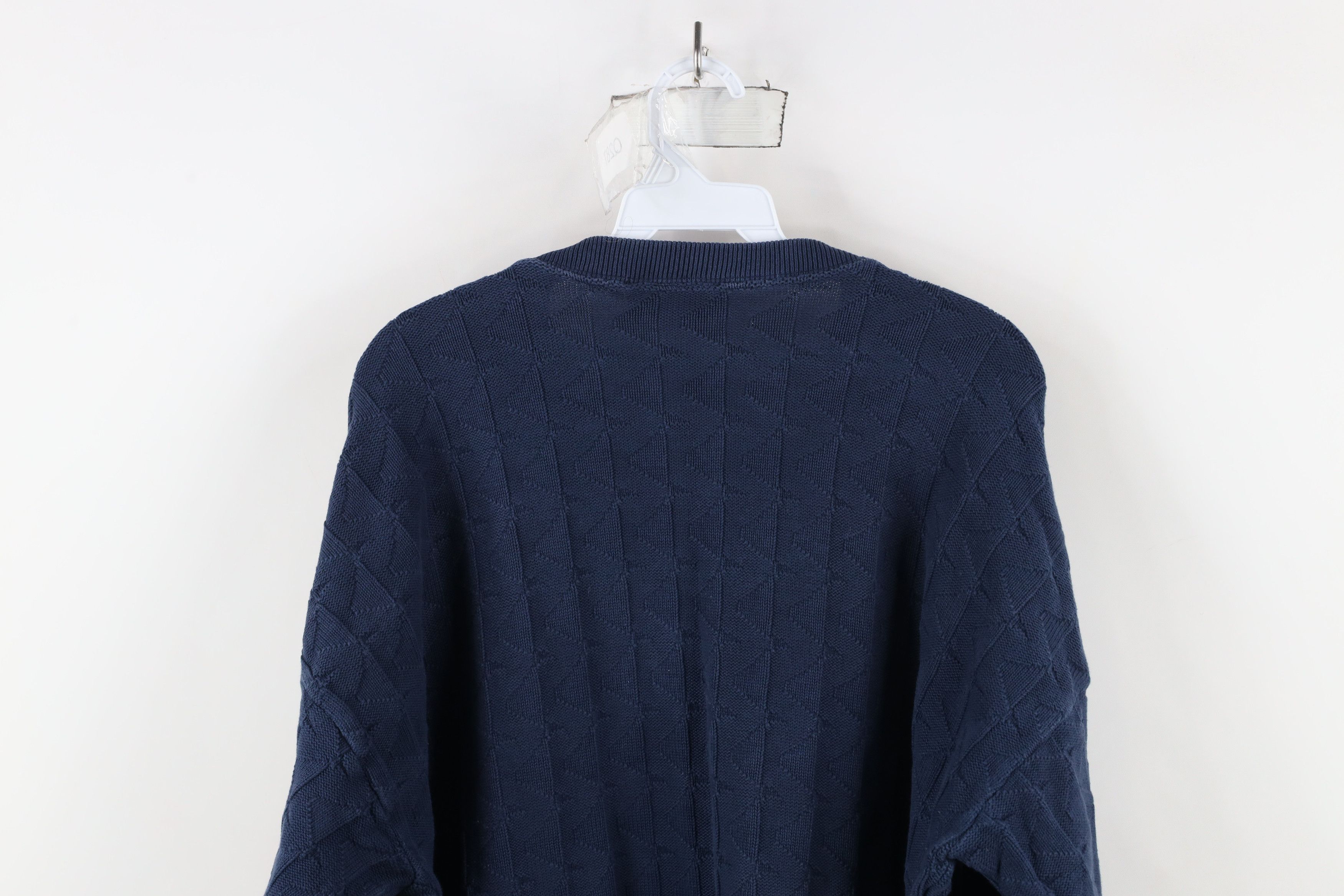 Vintage Vintage 90s Streetwear Wavy Knit Crewneck Sweater Blue USA Size US L / EU 52-54 / 3 - 7 Thumbnail