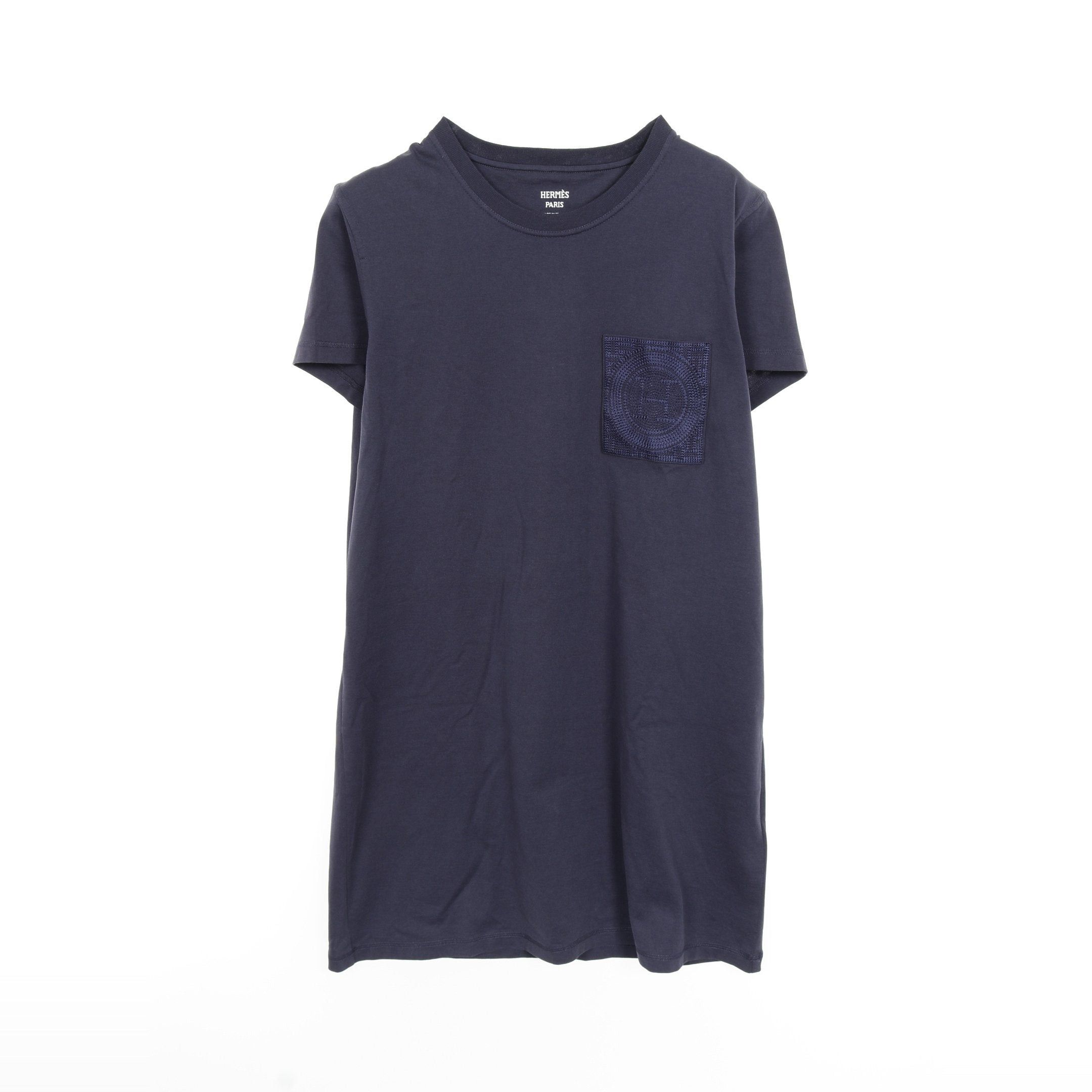 Hermes Hermes Embroidered Pocket One Piece Cotton Dark Navy Size ONE SIZE - 1 Thumbnail