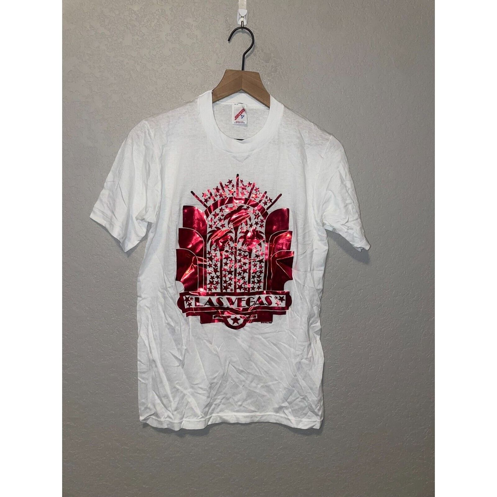 Jerzees Vintage Las Vegas Shirt Las Vegas Red Graphic White M Tee Size US M / EU 48-50 / 2 - 1 Thumbnail