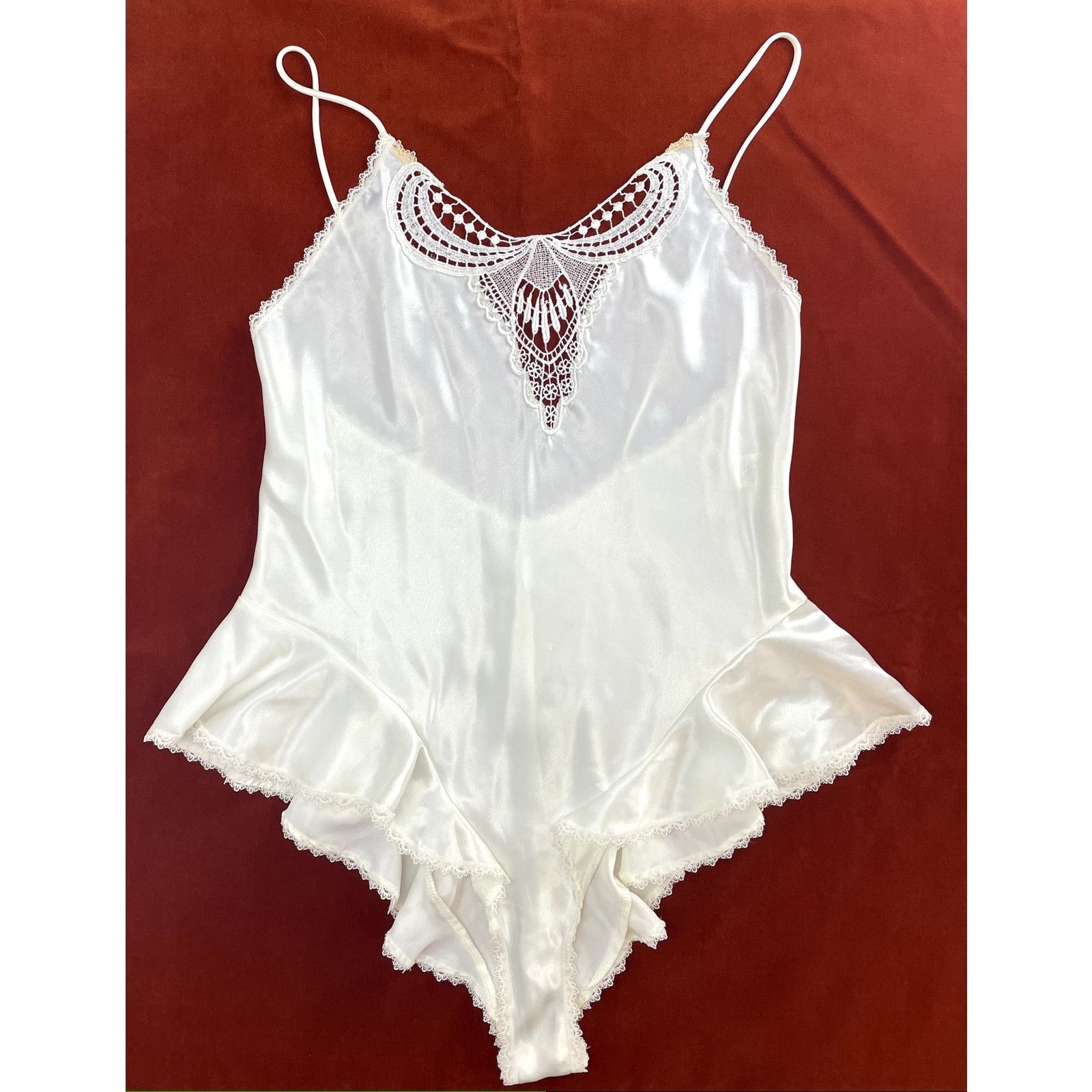 Vintage VTG INDULGENCE Ivory Satin Teddy Bodysuit Lingerie (M) Y2K Size ONE SIZE - 6 Thumbnail