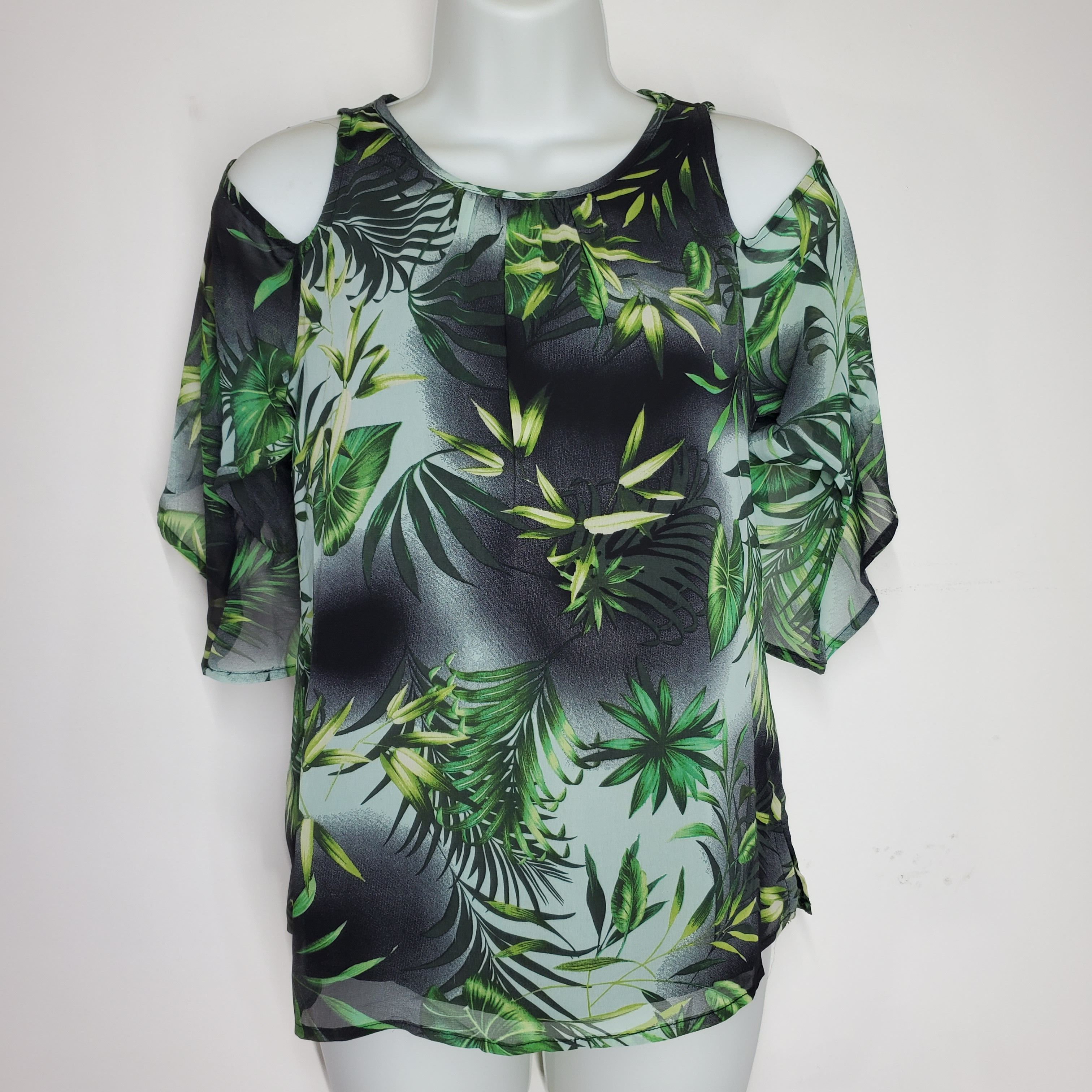 Vince Camuto Vince Camuto Size XXS Blouse Floral Foliage Plants Black Size XXS / US 00 / IT 34 - 3 Thumbnail