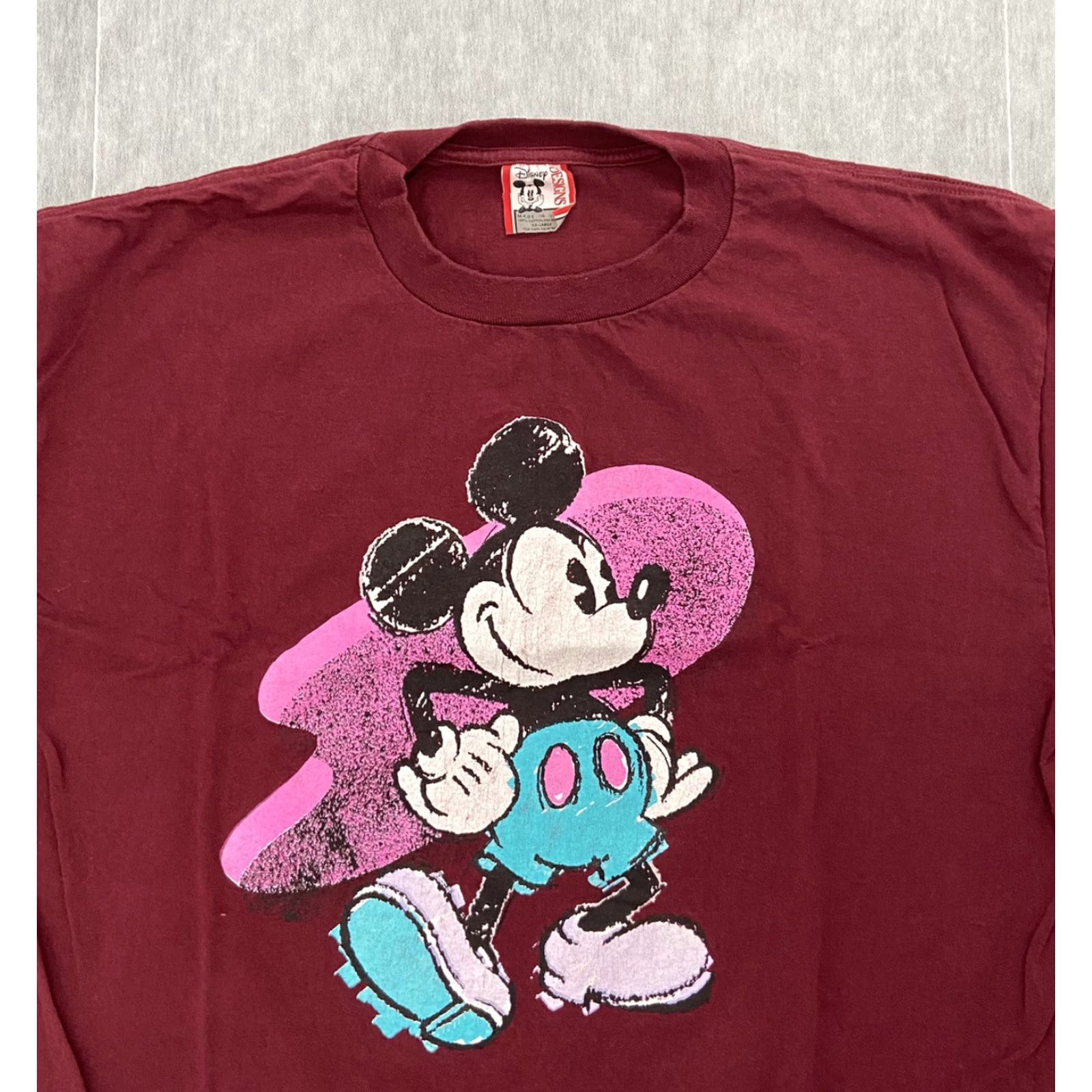 Disney Vintage Disney T-Shirt Men XL Mickey Mouse Walt Disney World 90s Cotton Maroon Size US XL / EU 56 / 4 - 3 Thumbnail