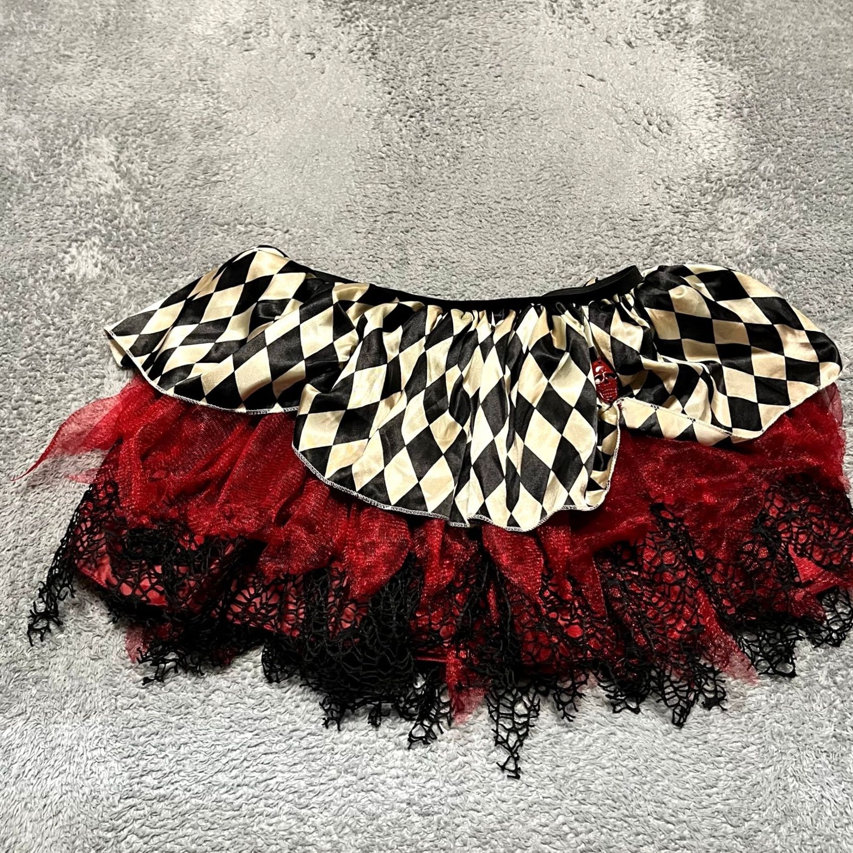 Vintage Amscan Harley Quinn Tutu Skirt Women Costume Plaid Size 42" / US 20 - 2 Thumbnail