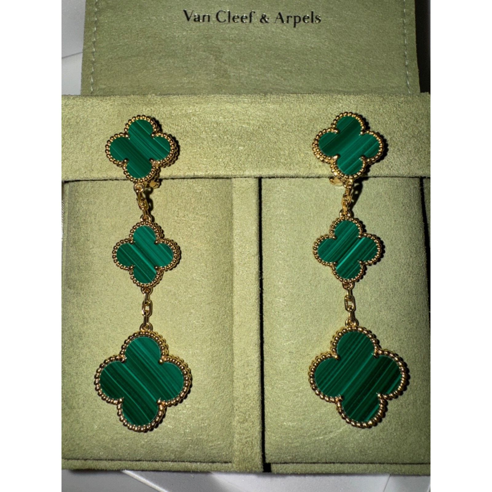 Van Cleef & Arpels Van Cleef Alhambra Earrings 3 Motifs Malachite Green Gold Size ONE SIZE - 6 Thumbnail