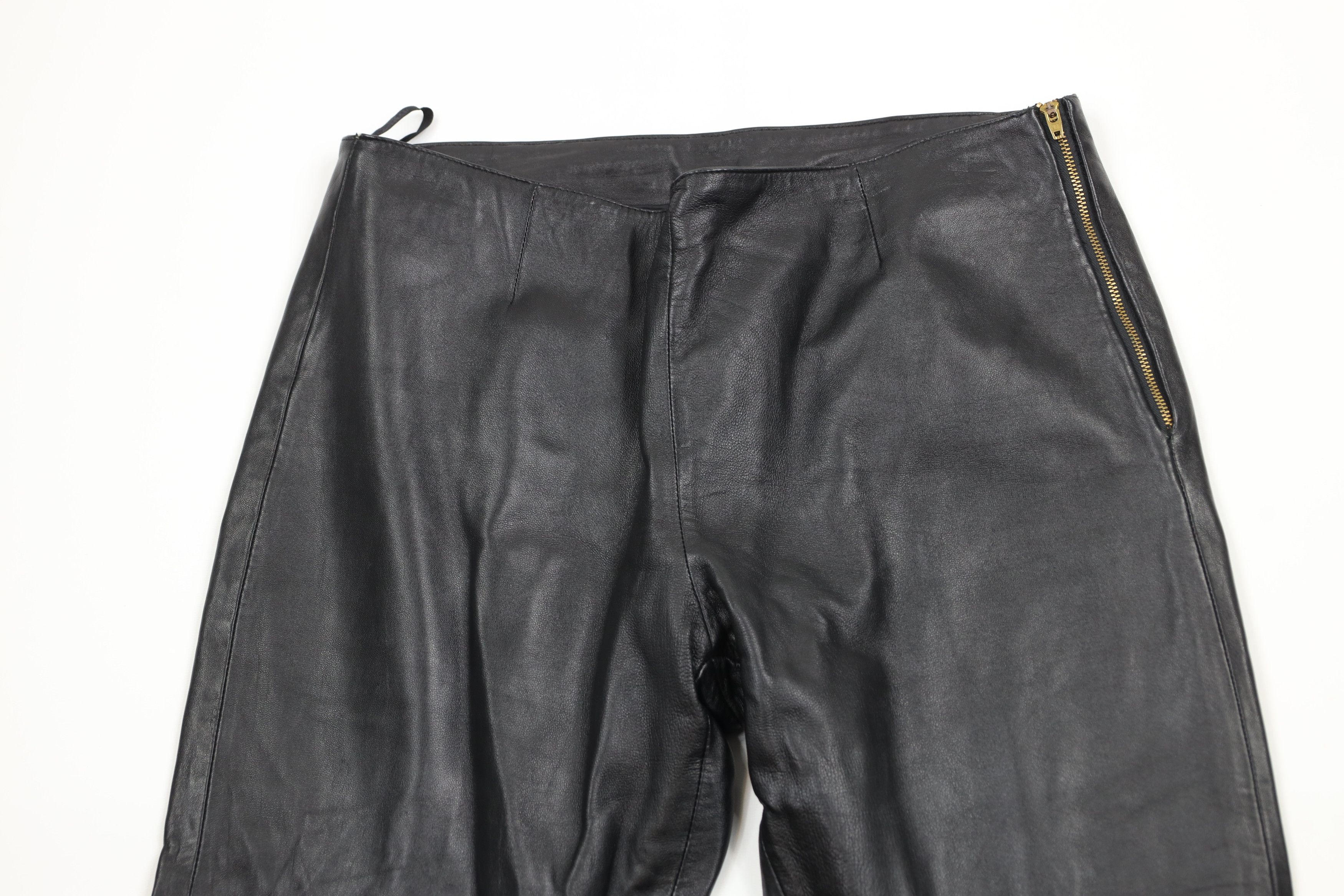 Vintage Vintage 90s Streetwear Faded Leather Motorcycle Pants Black Size 36" / US 14 / IT 50 - 2 Thumbnail