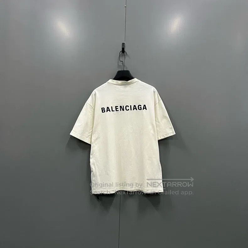 Balenciaga Balenciaga Beige Back Large Logo Embroidered Short Sleeve Size US M / EU 48-50 / 2 - 2 Thumbnail