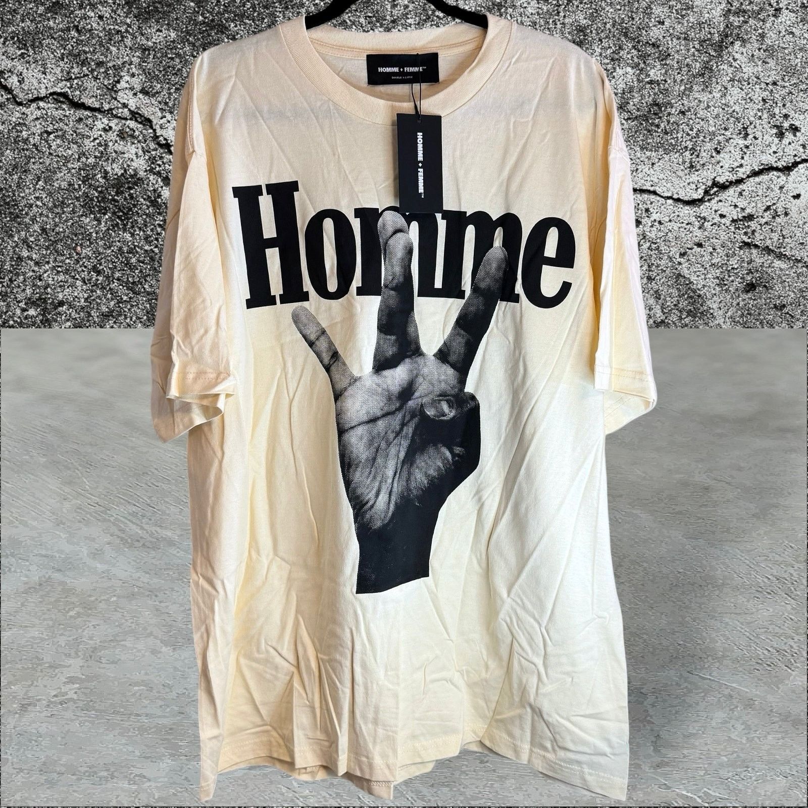 Homme + Femme La •NEW• Homme + Femme LA • Twisted Fingers Off-White Tee • 2XL Size US XXL / EU 58 / 5 - 1 Thumbnail