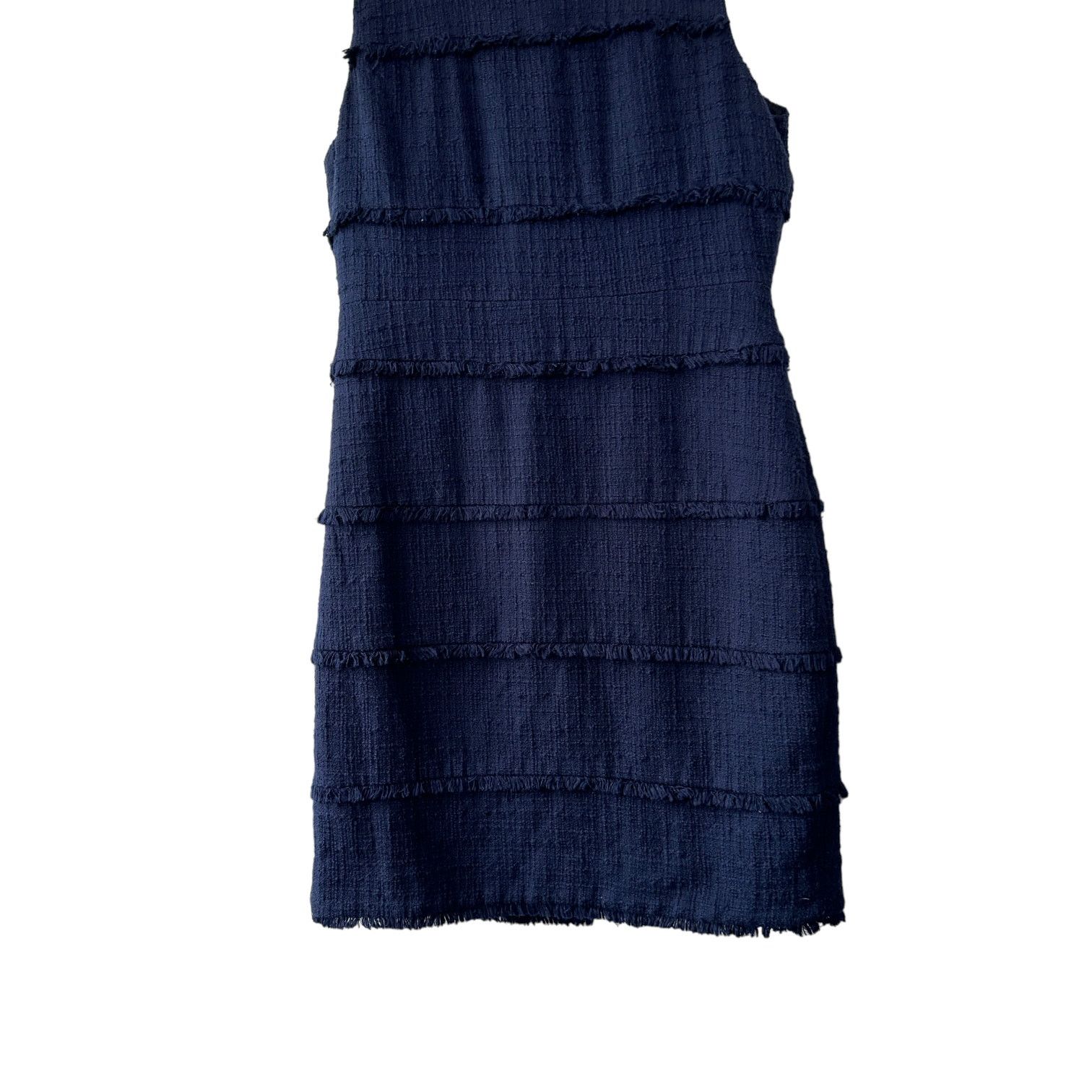 J.Crew J.CREW Navy Tweed Textured & Fringed Lined Sheath Dress 12 Size XL / US 12-14 / IT 48-50 - 3 Thumbnail