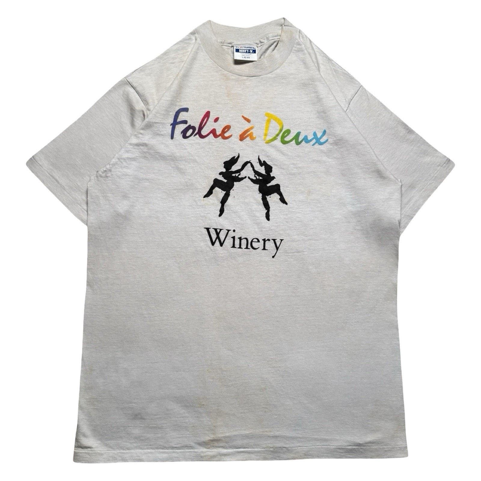 Vintage Vintage 90s Folie à Deux Winery Graphic T Shirt Stained L Size US L / EU 52-54 / 3 - 2 Thumbnail