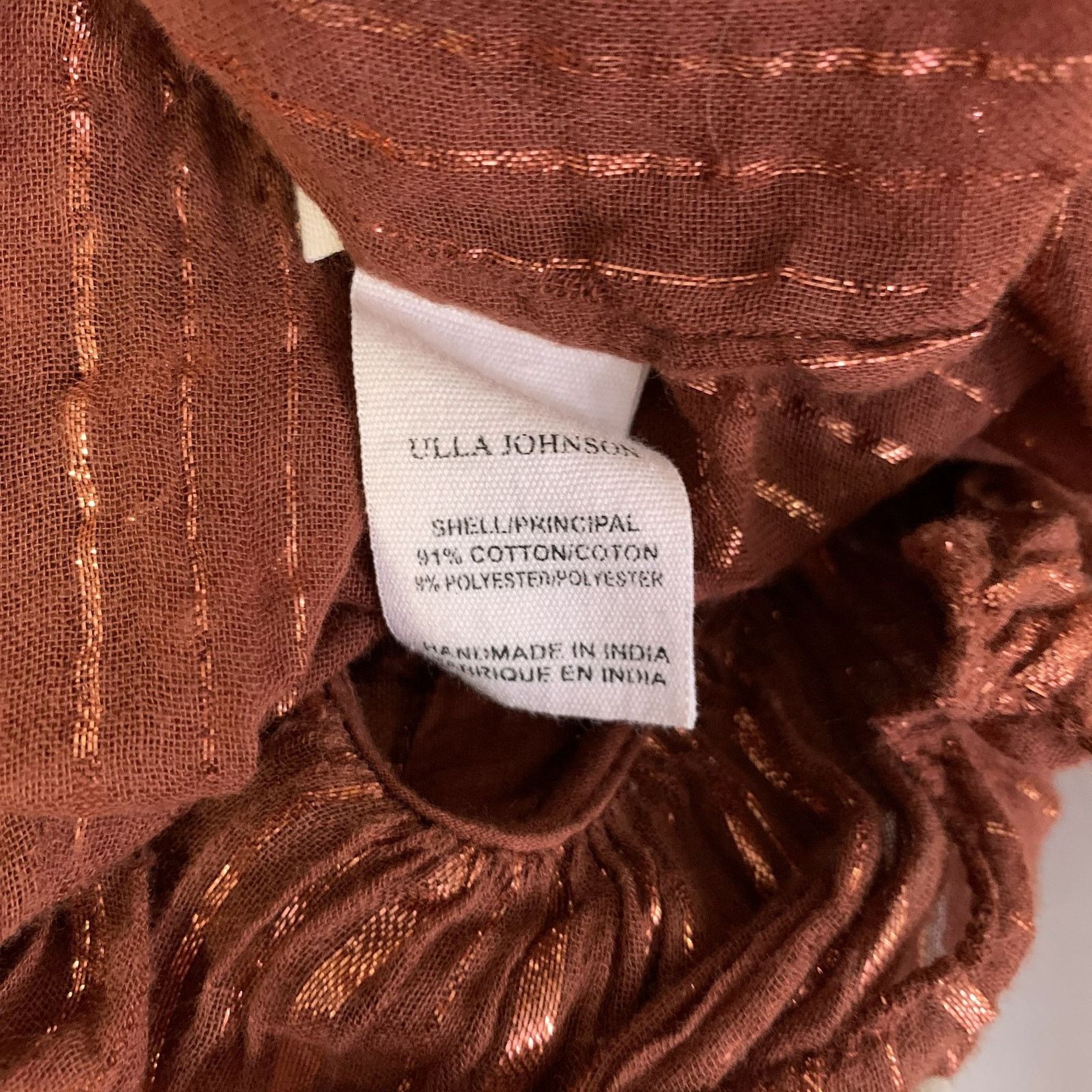 Ulla Johnson ULLA JOHNSON Size 6 Rust Cotton Blend Stripe Bohemian Blouse Size M / US 6-8 / IT 42-44 - 7 Thumbnail
