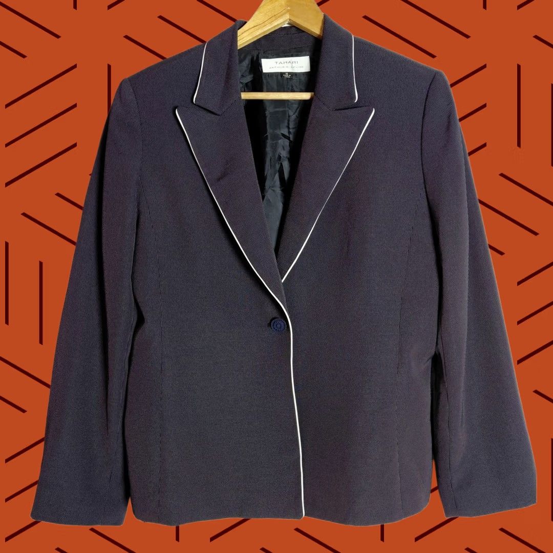 Vintage TAHARI ARTHUR S. LEVINE Blazer Navy Women's Size 16 Size XXL / US 16-18 / IT 52-54 - 1 Thumbnail
