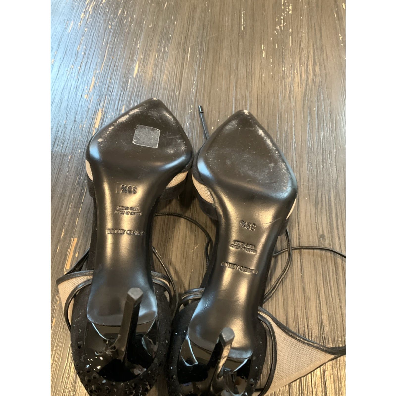 Giorgio Armani Giorgio Armani Black Leather Lace Pump Womens Size 39.5 9.5 Stiletto Almond Toe Patent Leather White Stitch Size US 10 / IT 40 - 7 Thumbnail