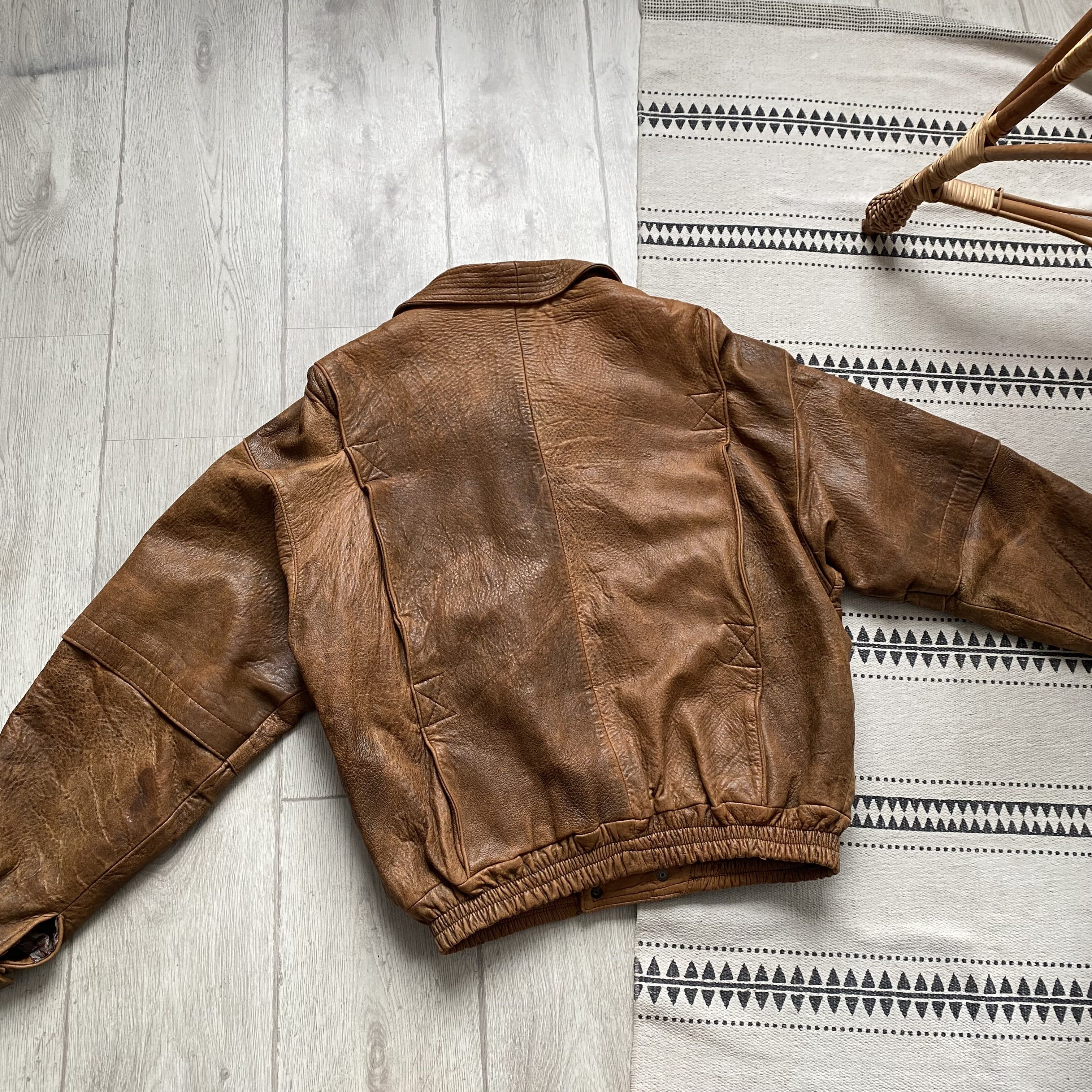 Genuine Leather Vintage 80s Leather Bomber Aviator Flight jacket Top Gun Size US M / EU 48-50 / 2 - 11 Thumbnail