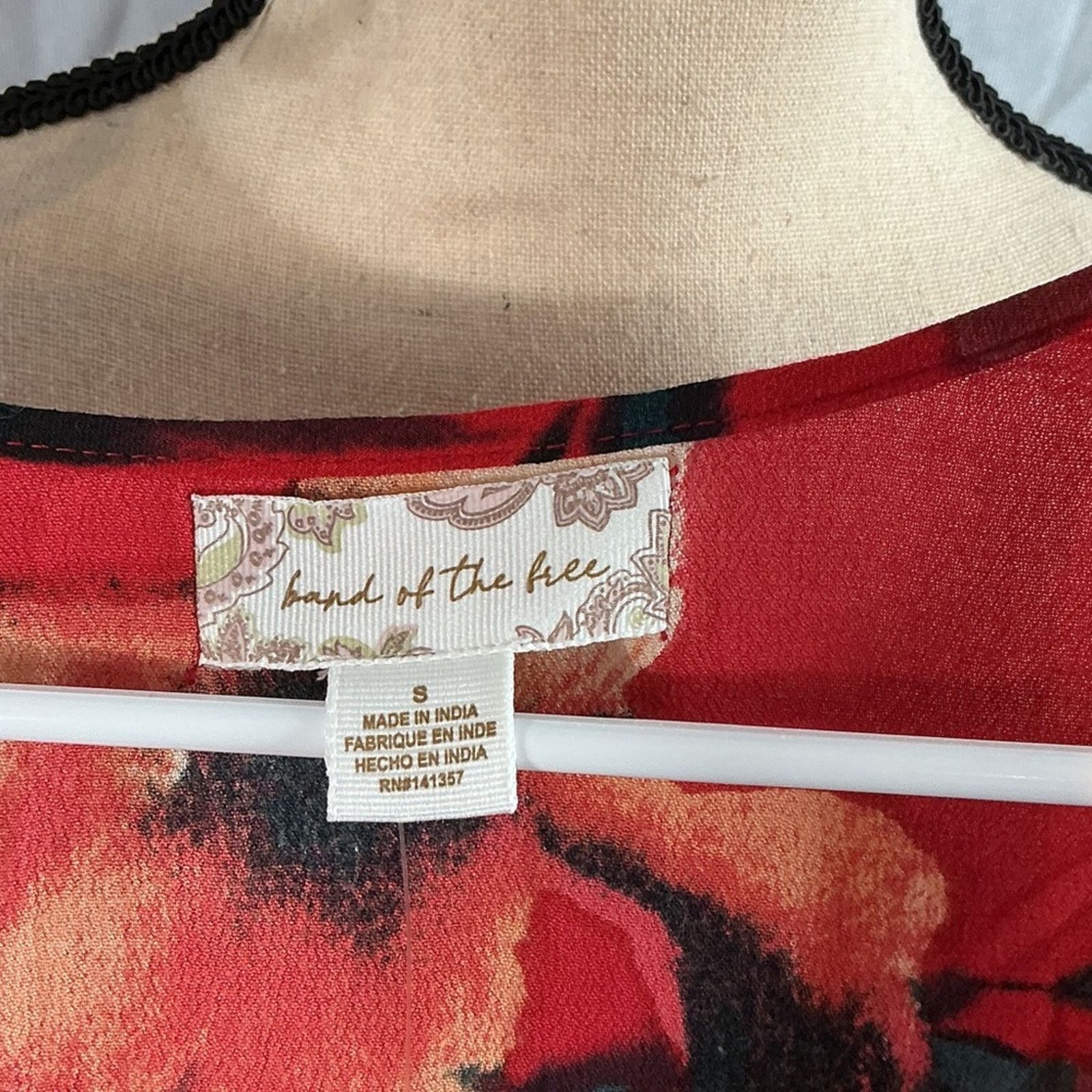 Other Band of the Free Floral Dress NWT Size Small Red Boho Peplum Size S / US 4 / IT 40 - 2 Thumbnail