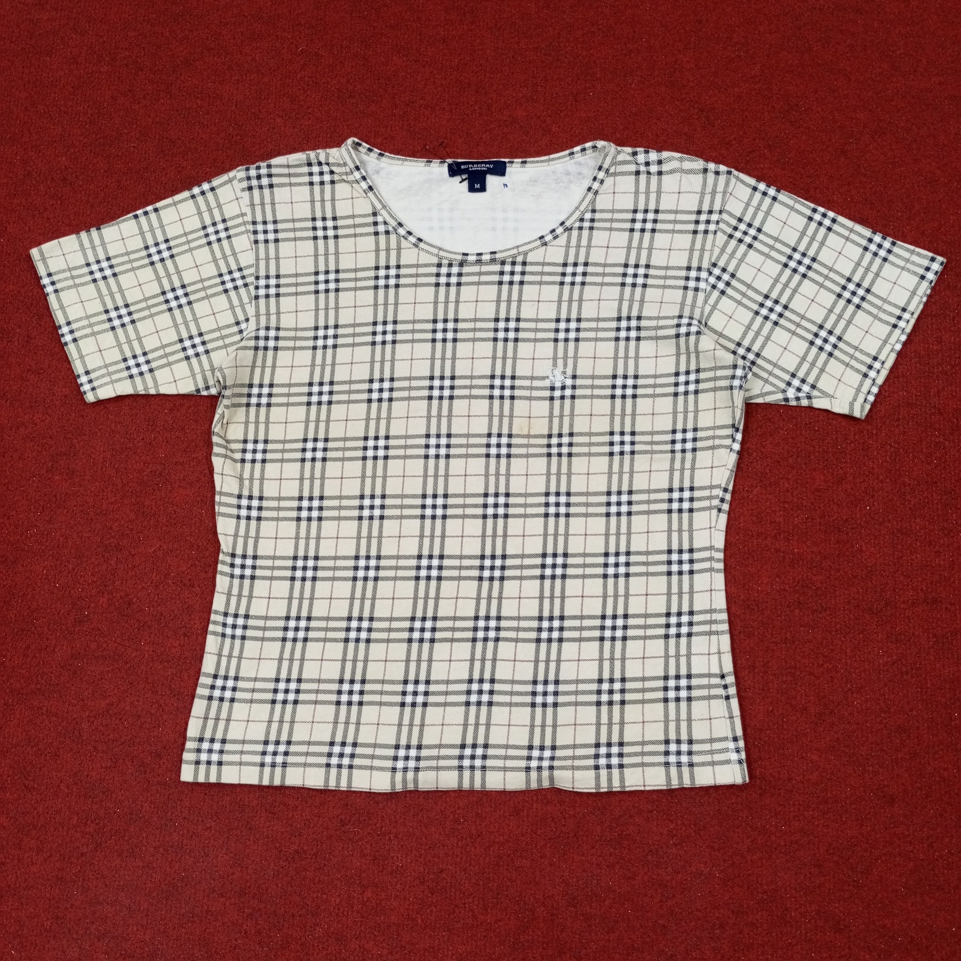 Burberry × Vintage Burberry London Nova Check Design Tshirt c219n33 Size S / US 4 / IT 40 - 1 Thumbnail